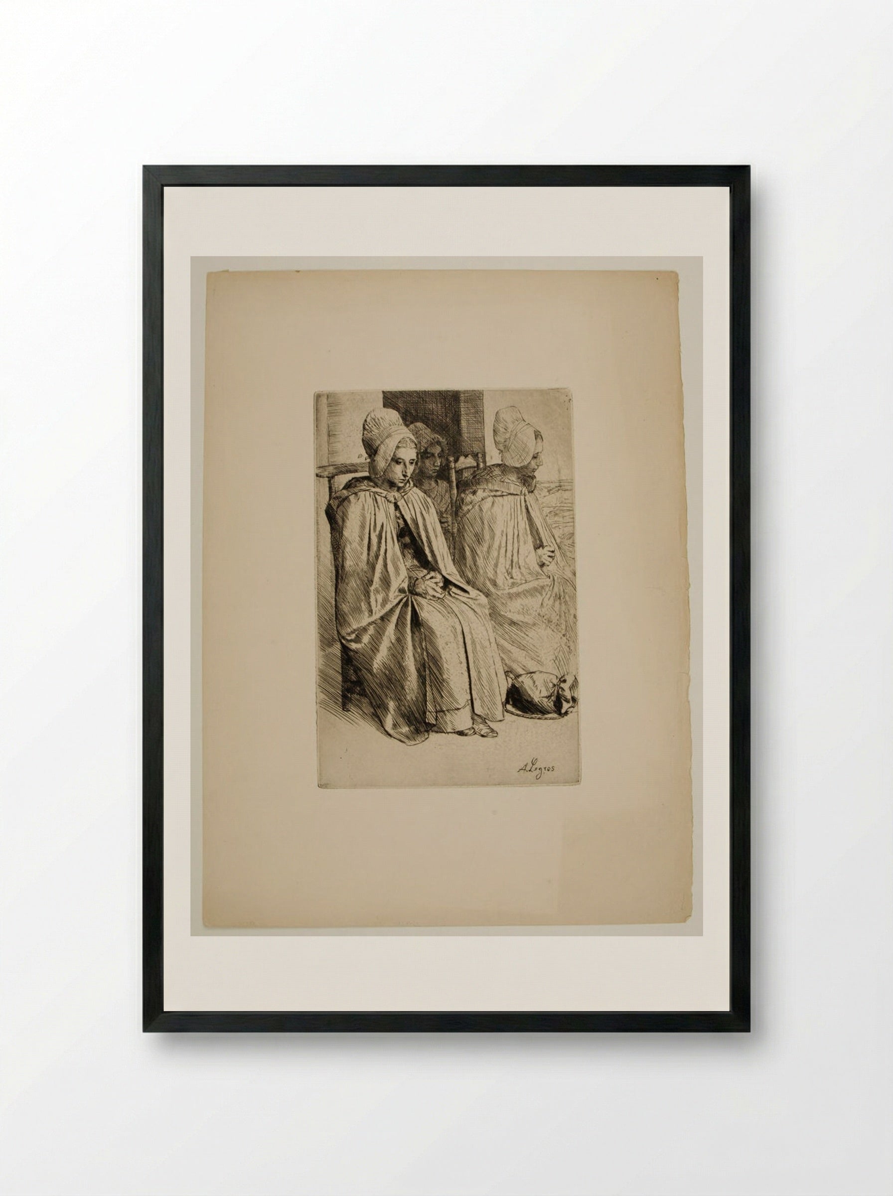Countrypeople of the Area of Boulogne - Alphonse Legros - Framed Print Black