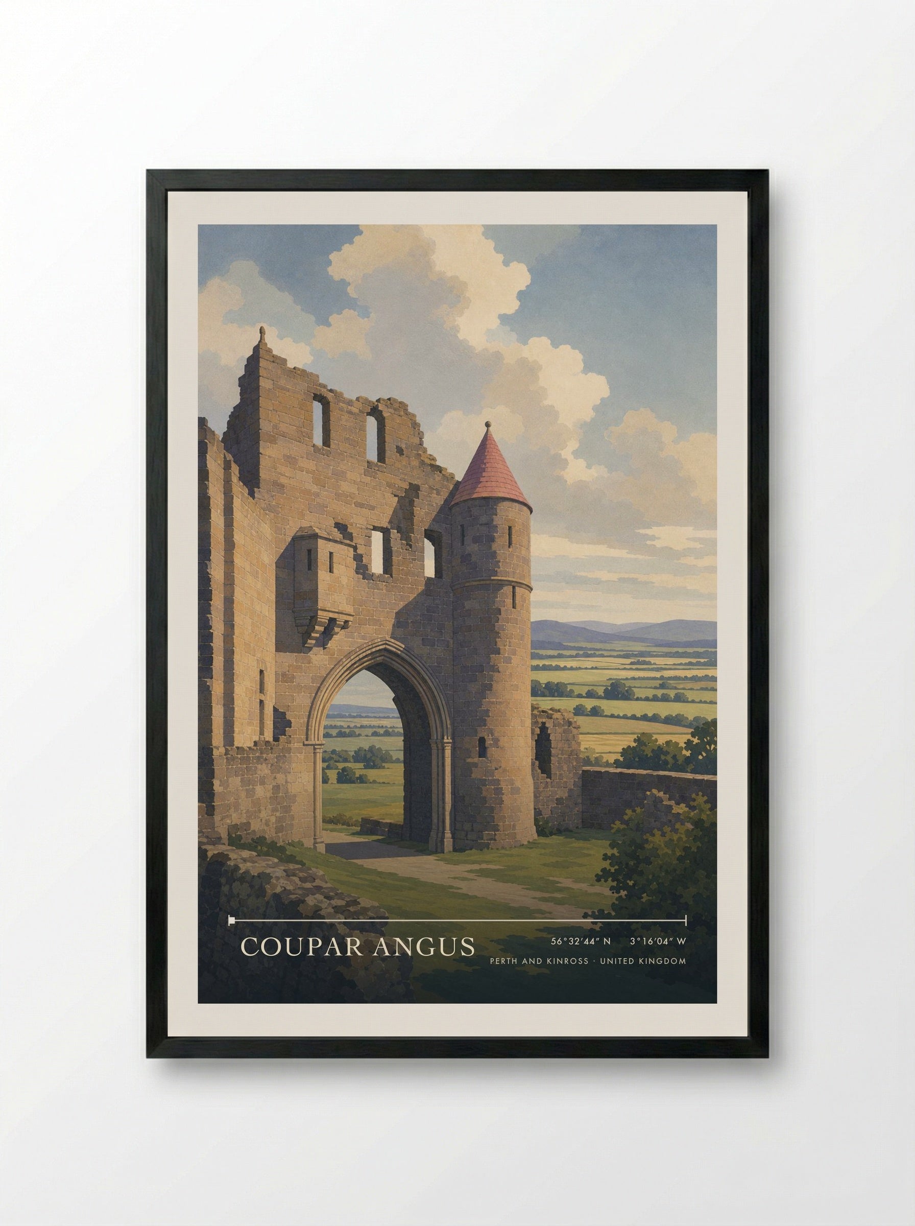 Coupar Angus Perth and Kinross United Kingdom Travel Poster - Framed Print Black