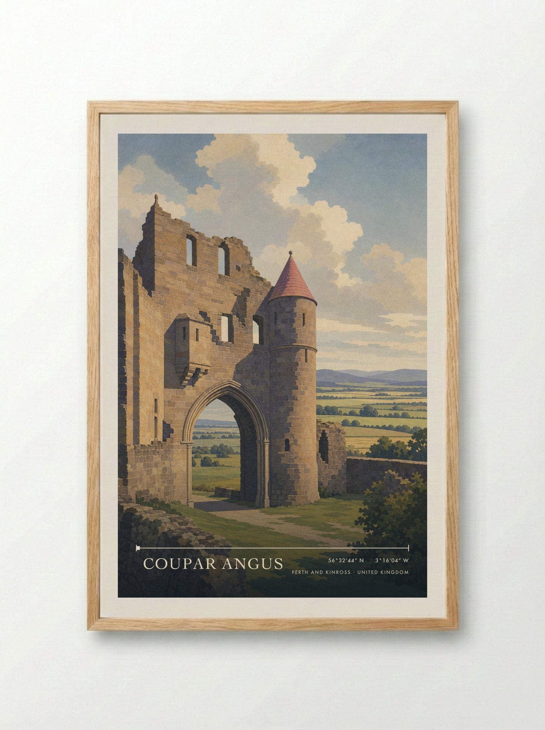 Coupar Angus Perth and Kinross United Kingdom Travel Poster - Framed Print Wood