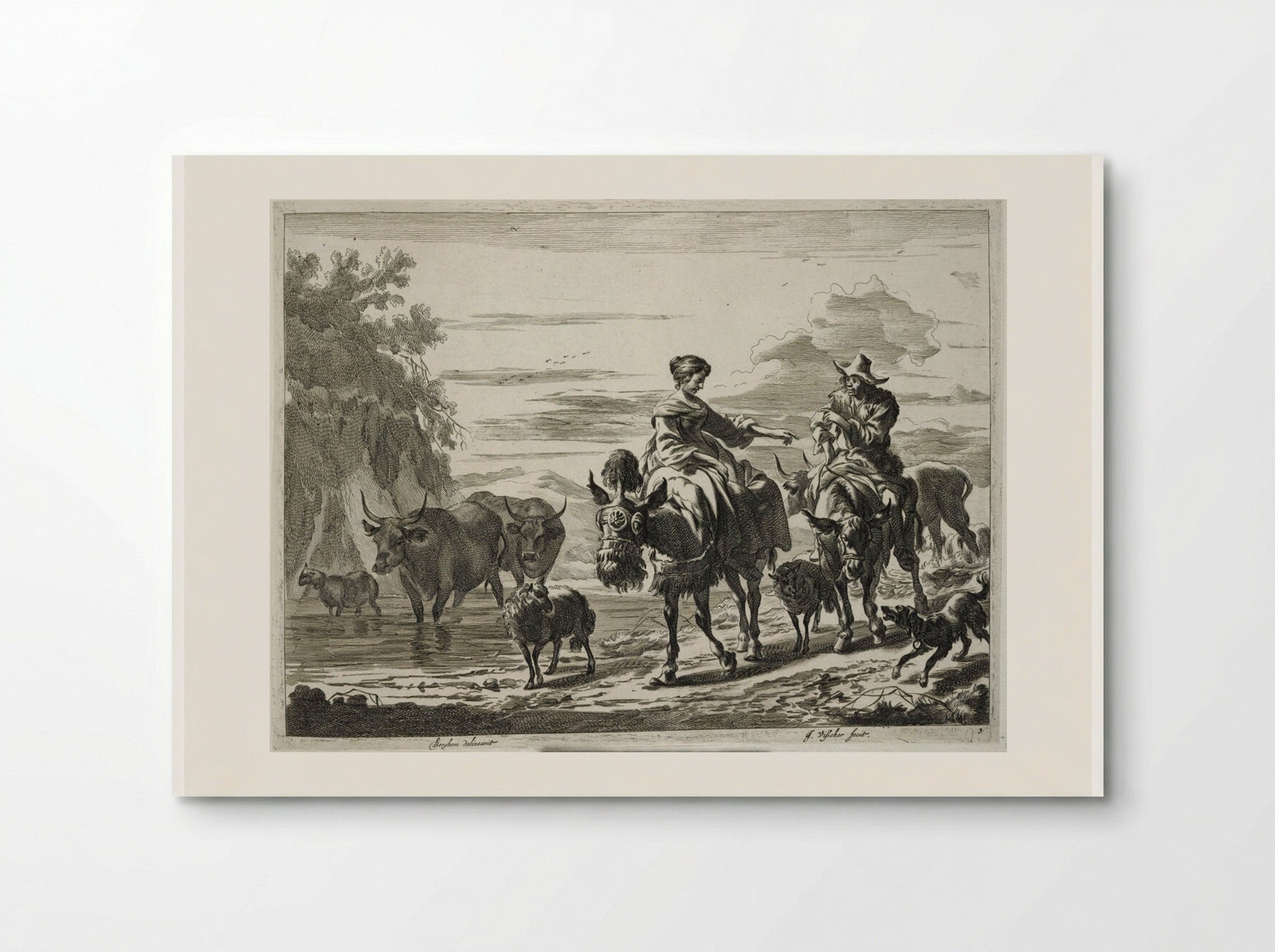 Couple, Each Riding a Donkey - Johannes Visscher - Poster