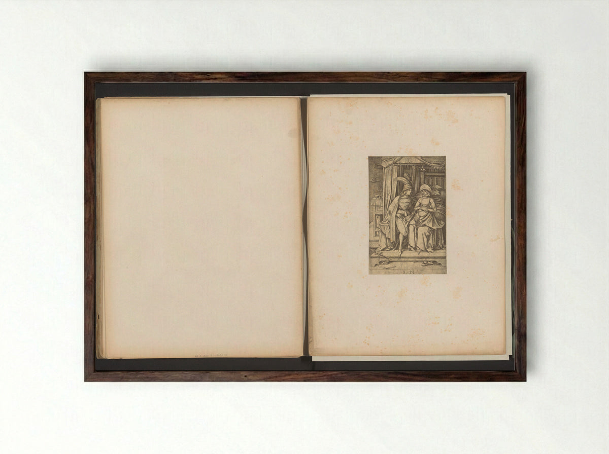 Couple Seated on a Bed (After Israhel van Meckenem) - Simonau & Toovey - Framed Print Dark Wood