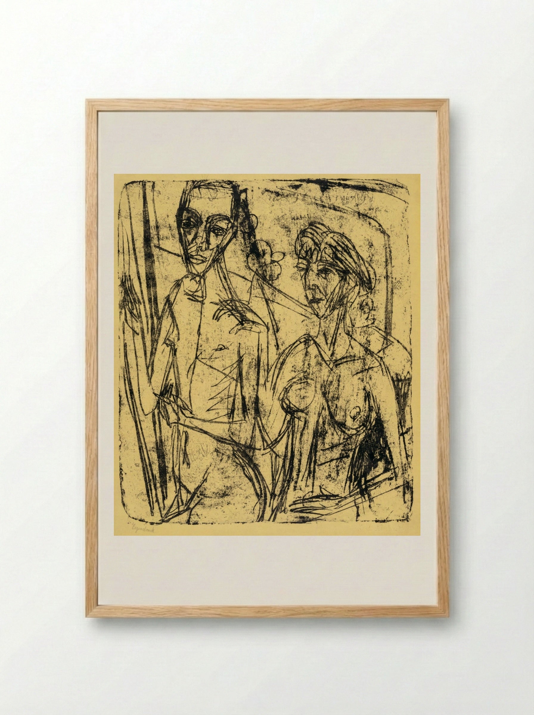 Couple in Room, Nude Man with Woman - Ernst Ludwig Kirchner - Framed Print Wood