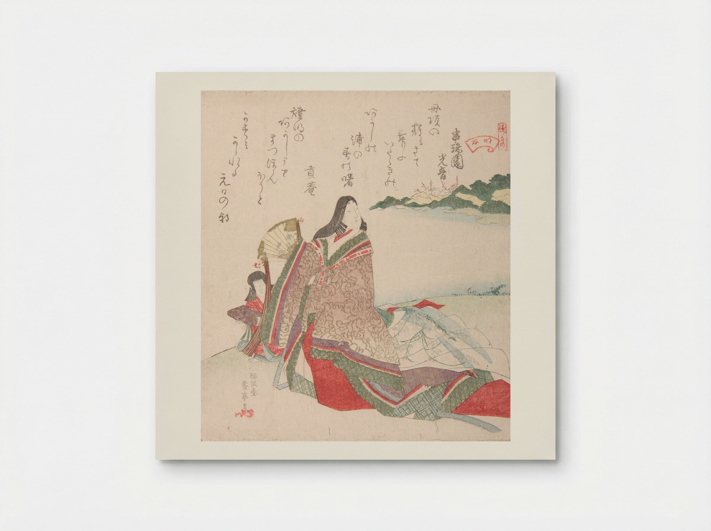 Court Lady Walking on a Beach - Katsukawa Shuntei - Poster