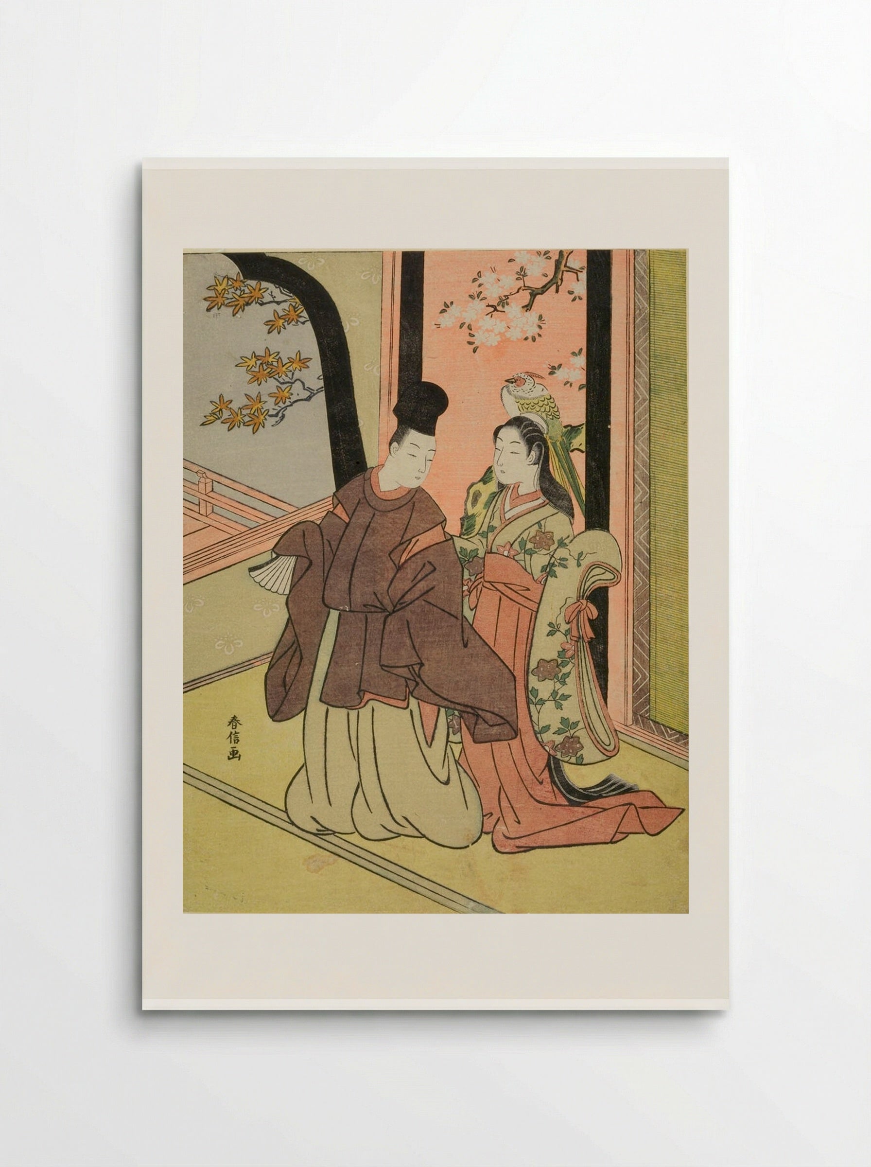 Court Lady and Young Noble (Ono no Komachi & Ariwara no Narihira?) - Suzuki Harunobu - Poster