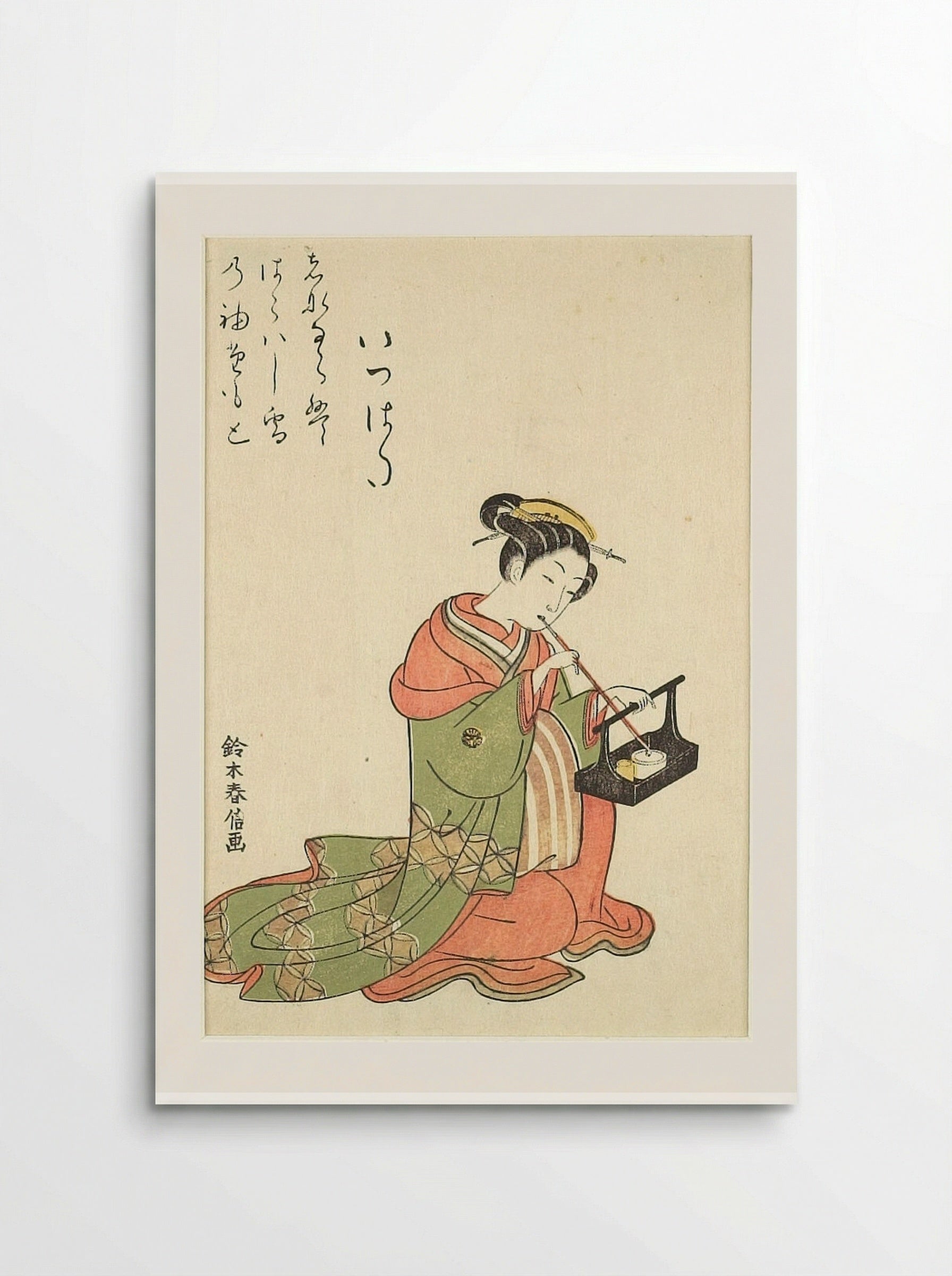 Courtesan Itsuhata Smoking Her Pipe - Suzuki Harunobu - Poster