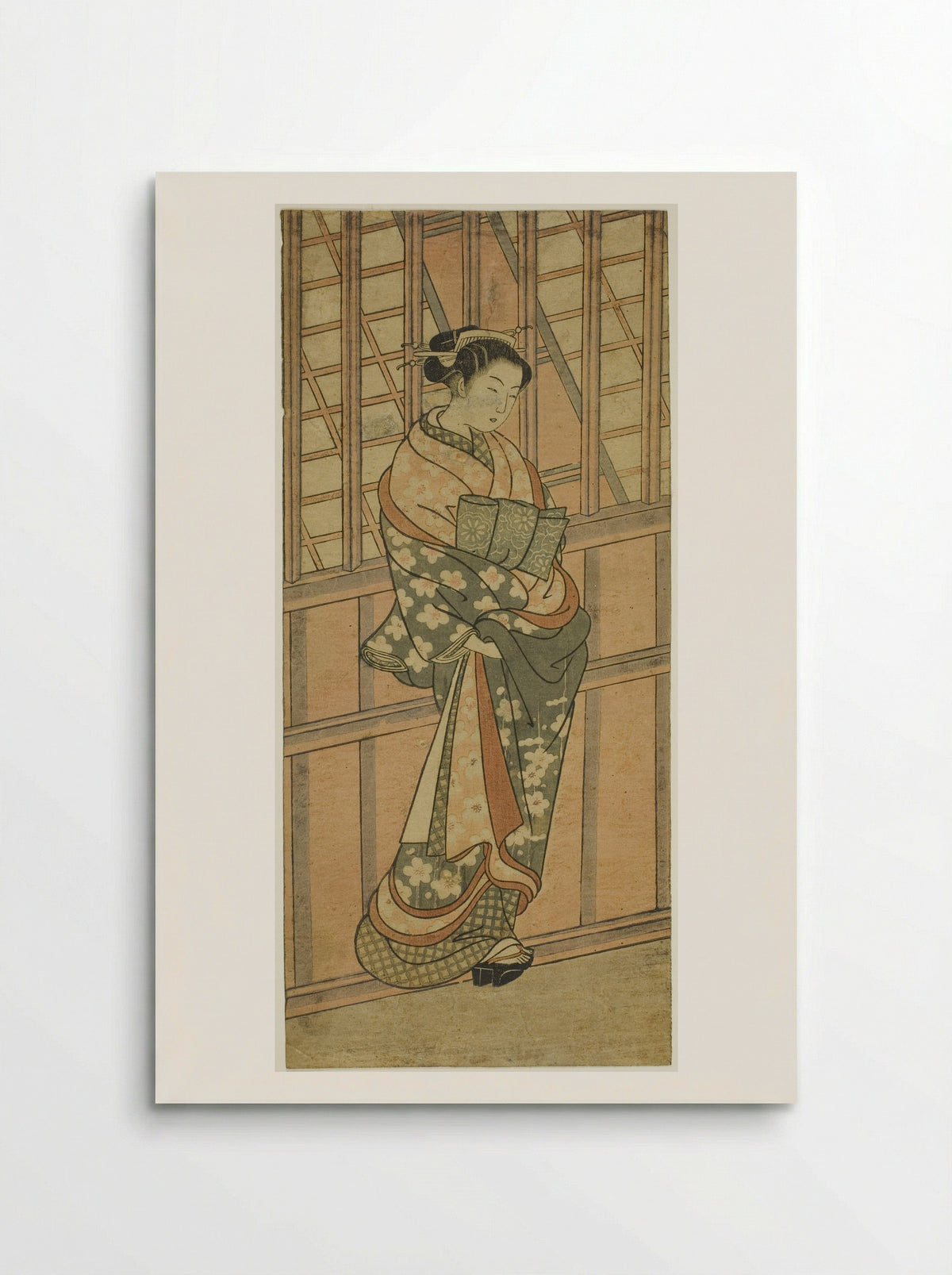 Courtesan Standing in Front of a Barred Window - Ishikawa Toyonobu - Poster