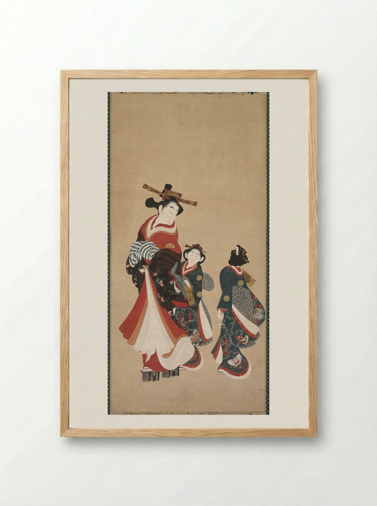 Courtesan and Attendants - Engetsudō - Framed Print Wood