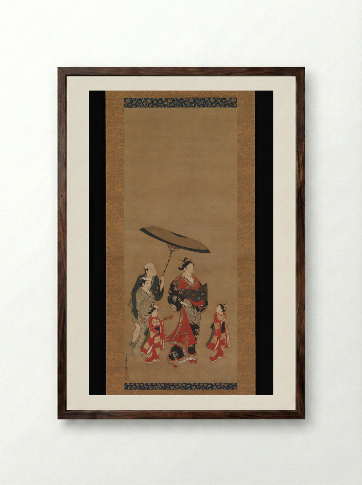 Courtesan on Parade - Miyagawa Isshō - Framed Print Dark Wood