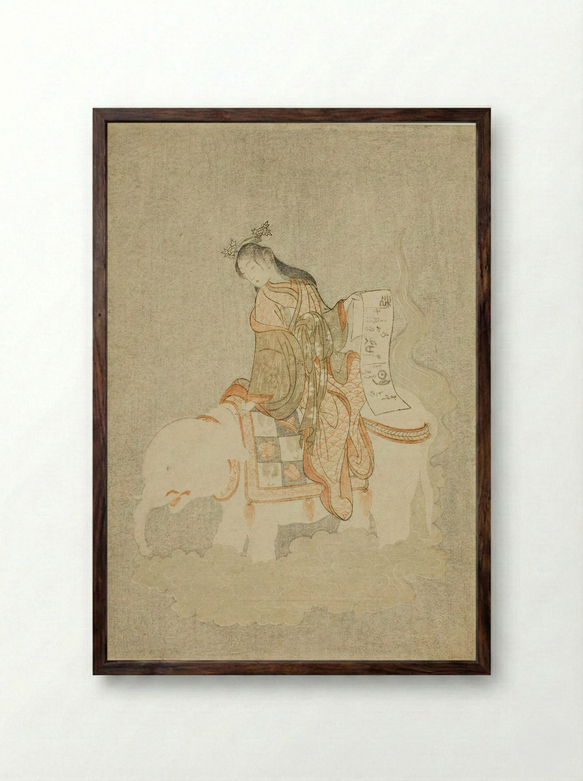 Courtesan on White Elephant - Suzuki Harunobu - Framed Print Dark Wood