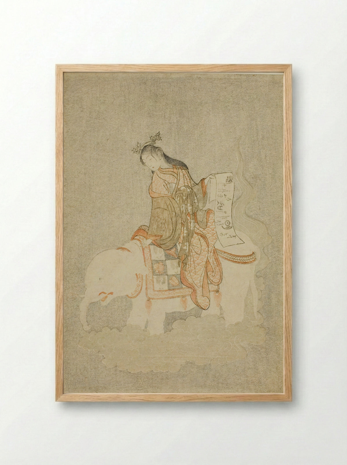 Courtesan on White Elephant - Suzuki Harunobu - Framed Print Wood