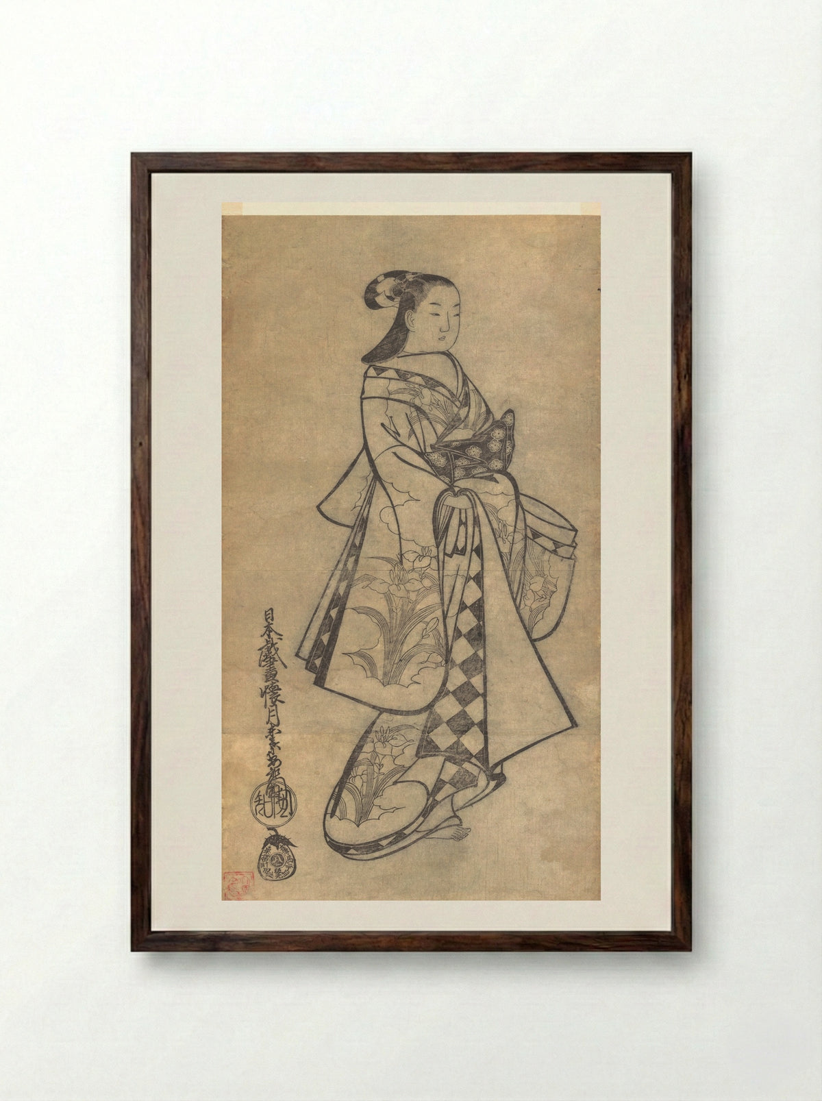Courtesan - Kaigetsudō Anchi - Framed Print Dark Wood
