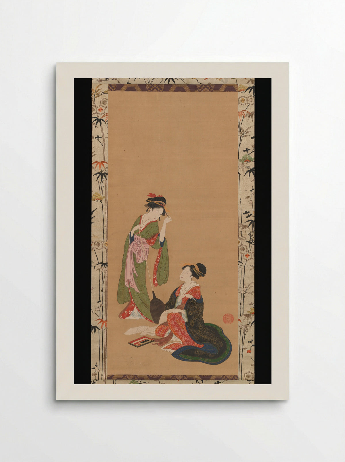 Courtesans Parodying Kanzan and Jittoku - Kinpūsha Toyomaro - Poster