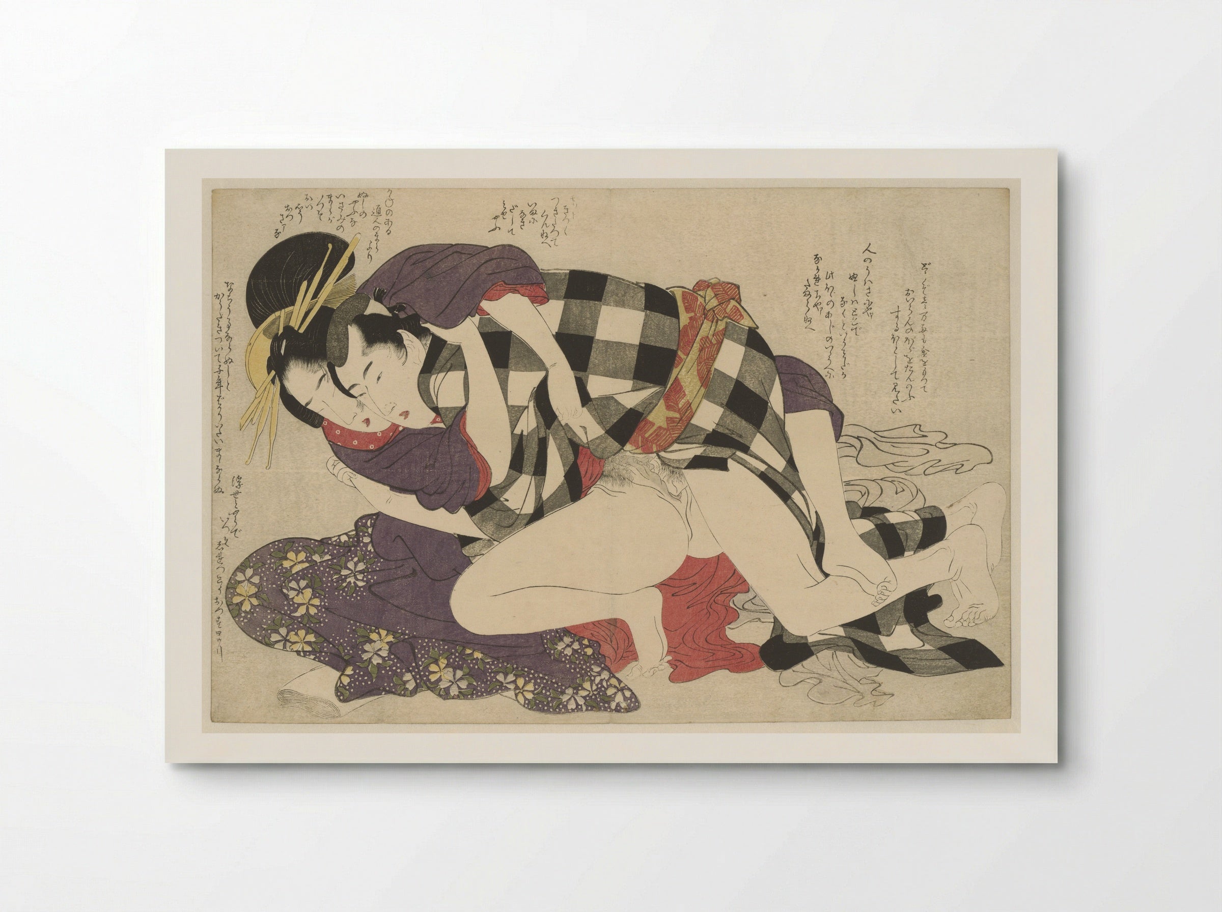 Courtisane met een klant - Kitagawa Utamaro - Poster