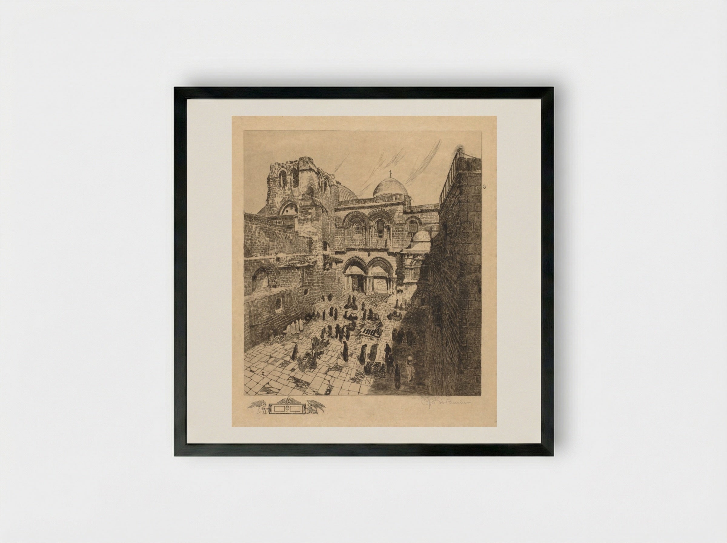 Courtyard of the Church of the Holy Sepulchre - Otto H. Bacher - Framed Print Black
