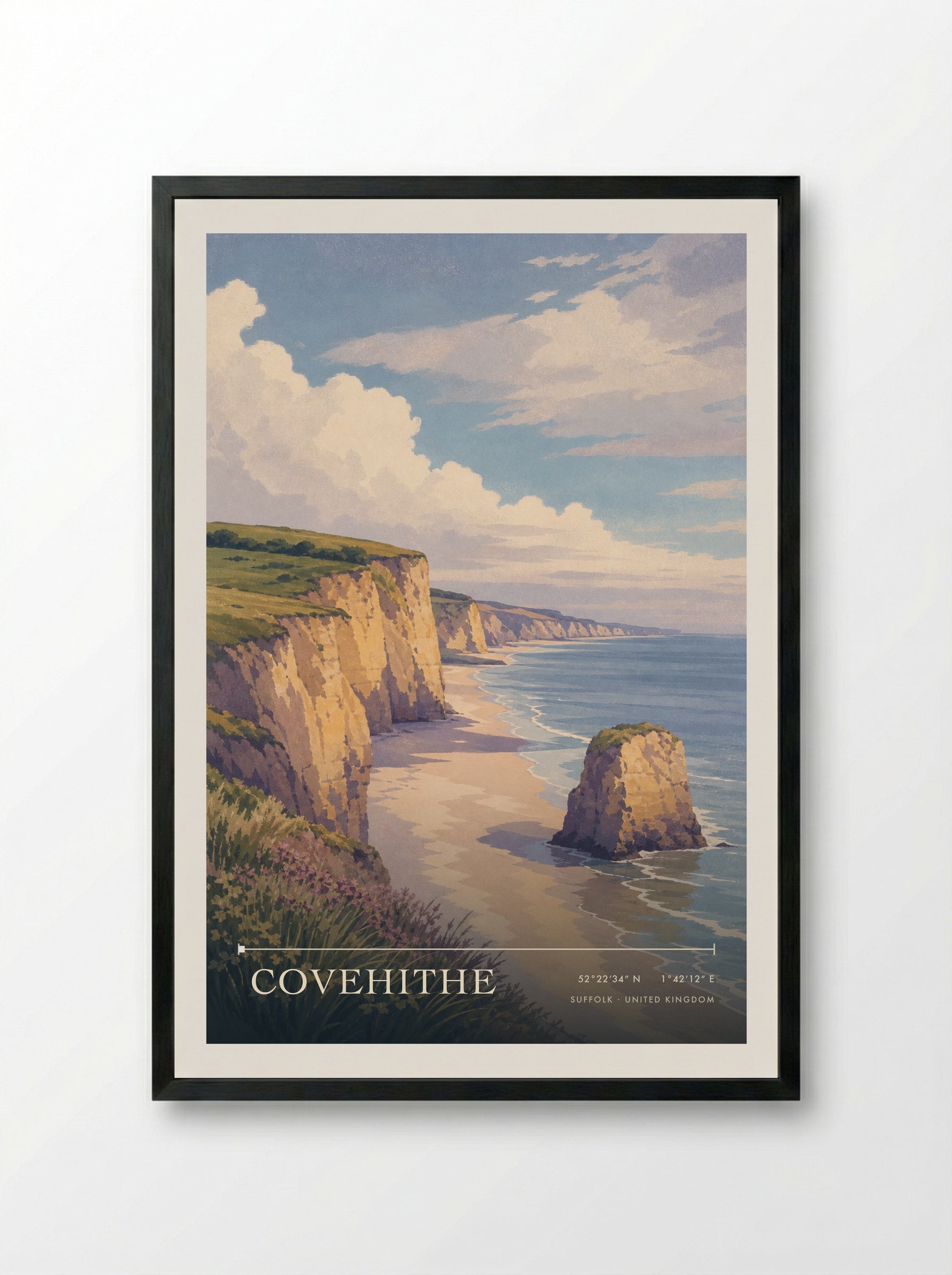 Covehithe Suffolk United Kingdom Travel Poster - Framed Print Black