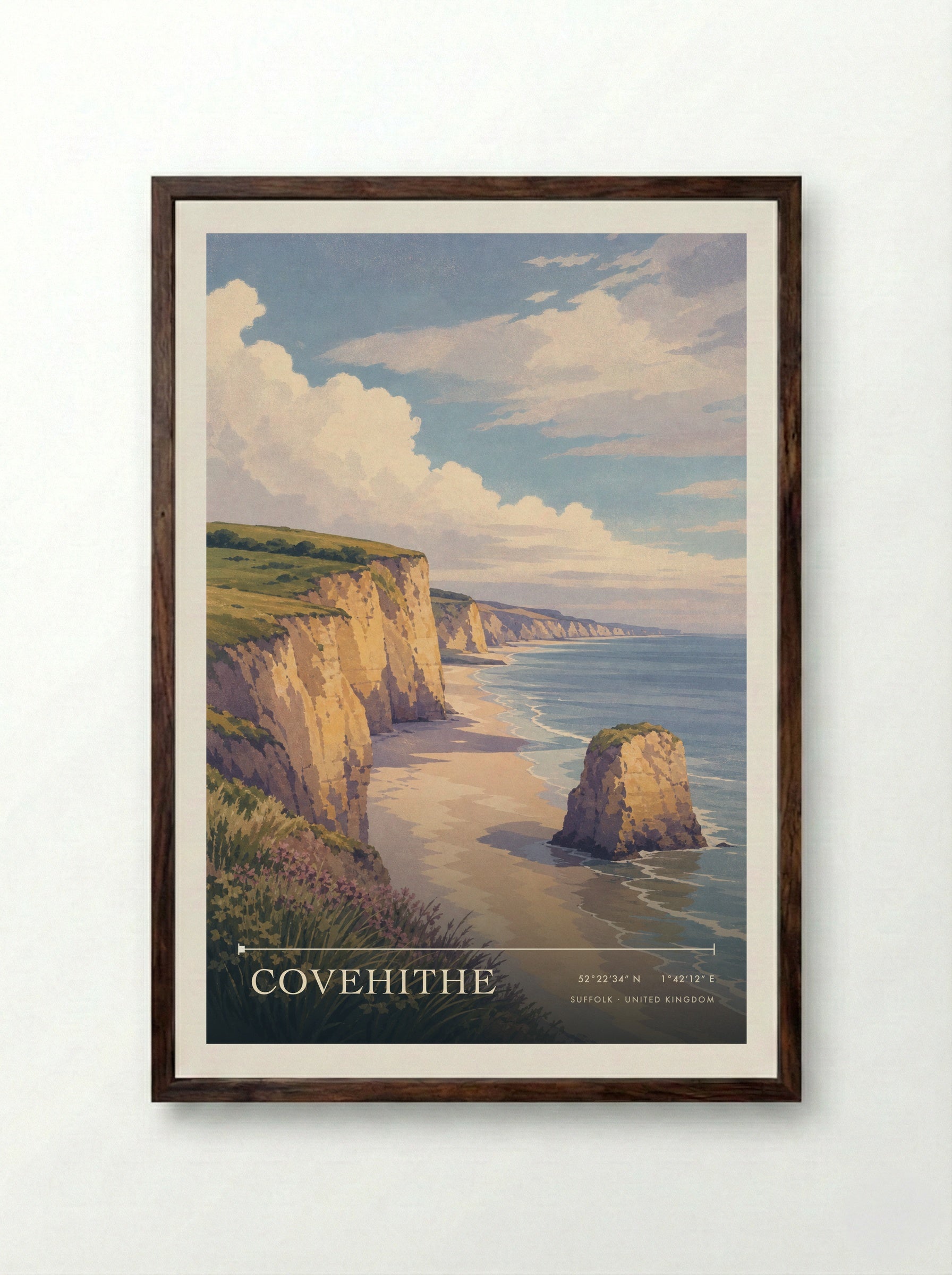 Covehithe Suffolk United Kingdom Travel Poster - Framed Print Dark Wood