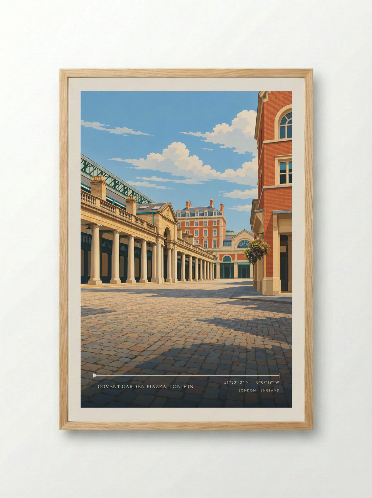 Covent Garden Piazza, London | Travel Poster - Framed Print Wood