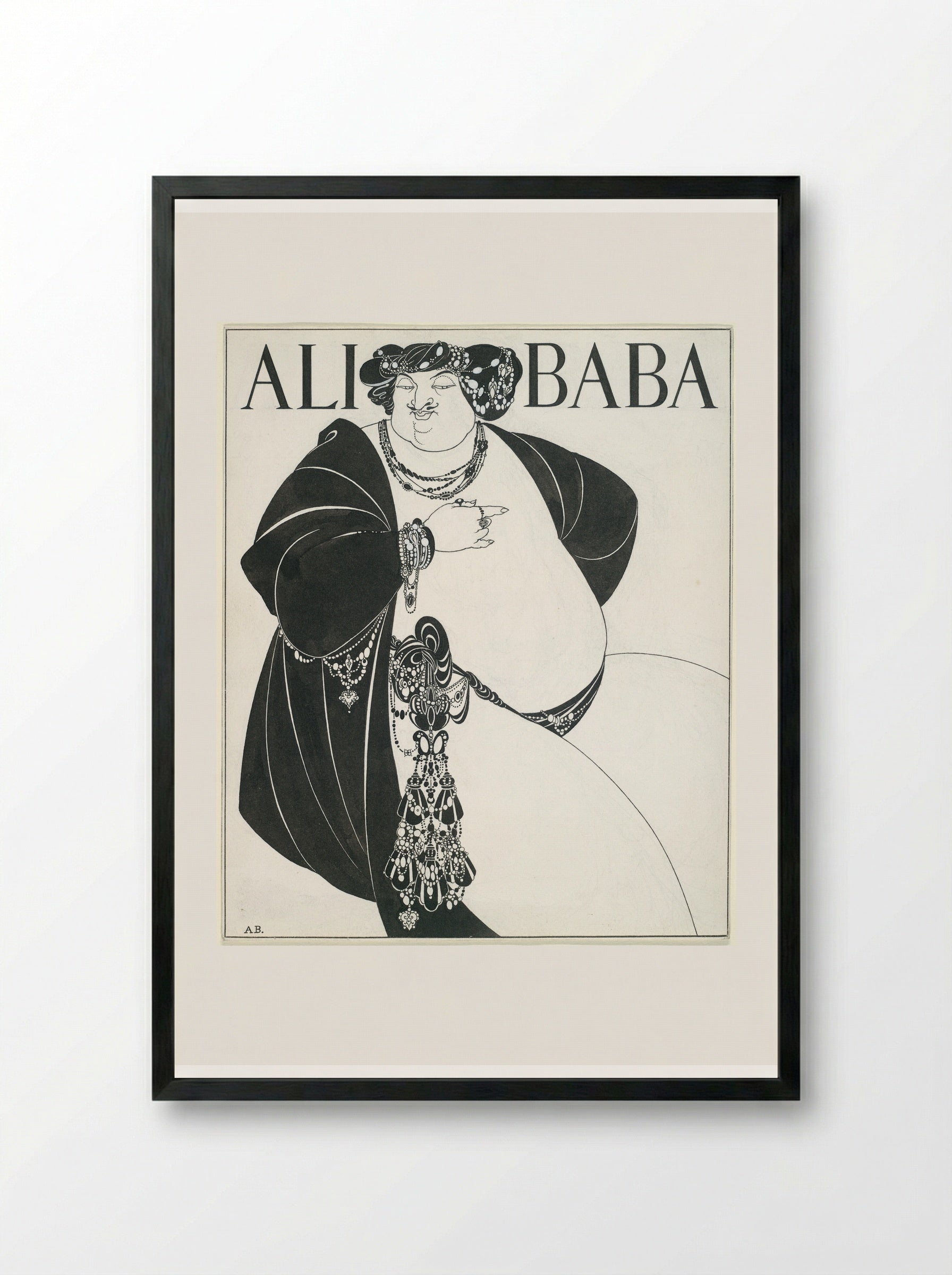 Cover Design for Ali Baba - Aubrey Vincent Beardsley - Framed Print Black