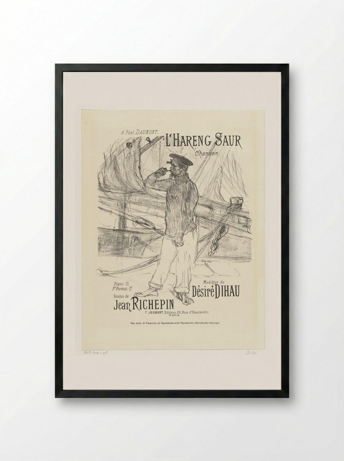 Cover for the song L'Hareng saur - H. Lefèbvre - Framed Print Black