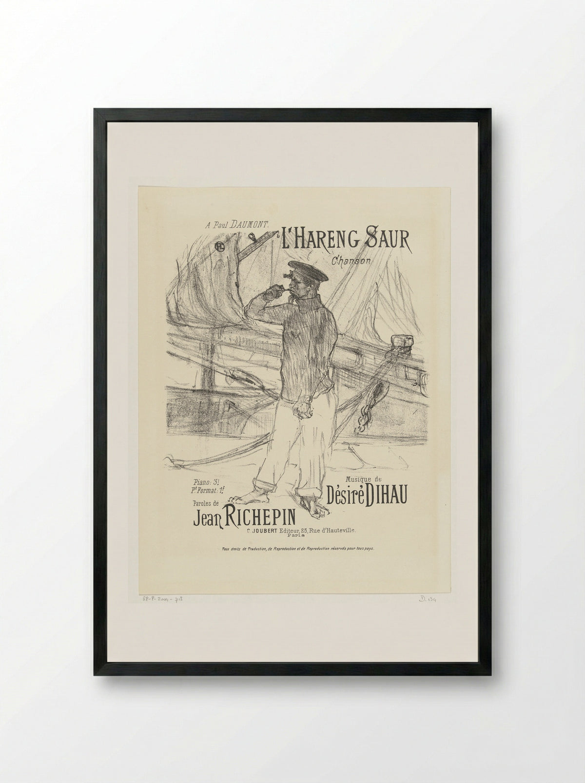Cover for the song L'Hareng saur - H. Lefèbvre - Framed Print Black
