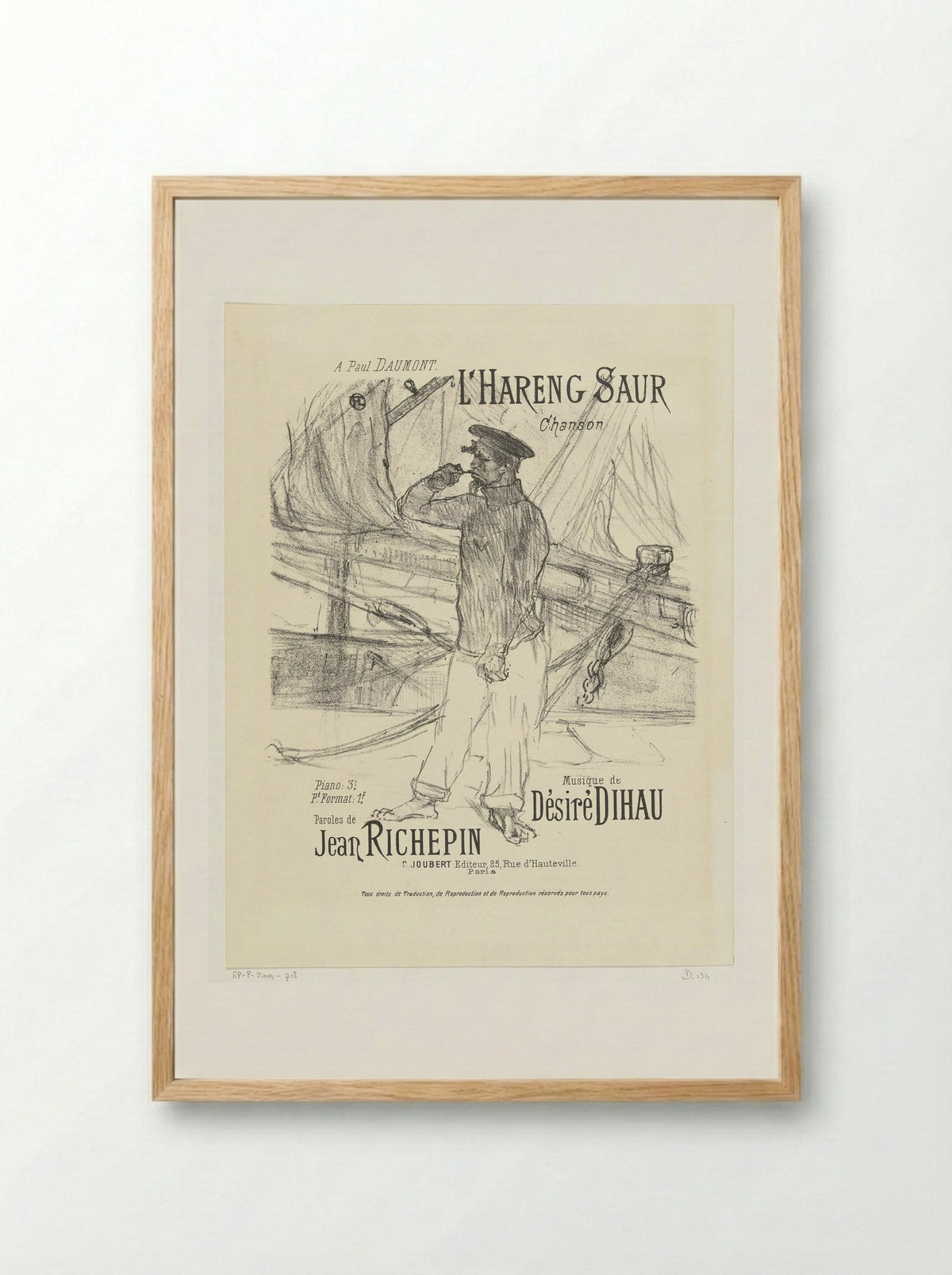 Cover for the song L'Hareng saur - H. Lefèbvre - Framed Print Wood