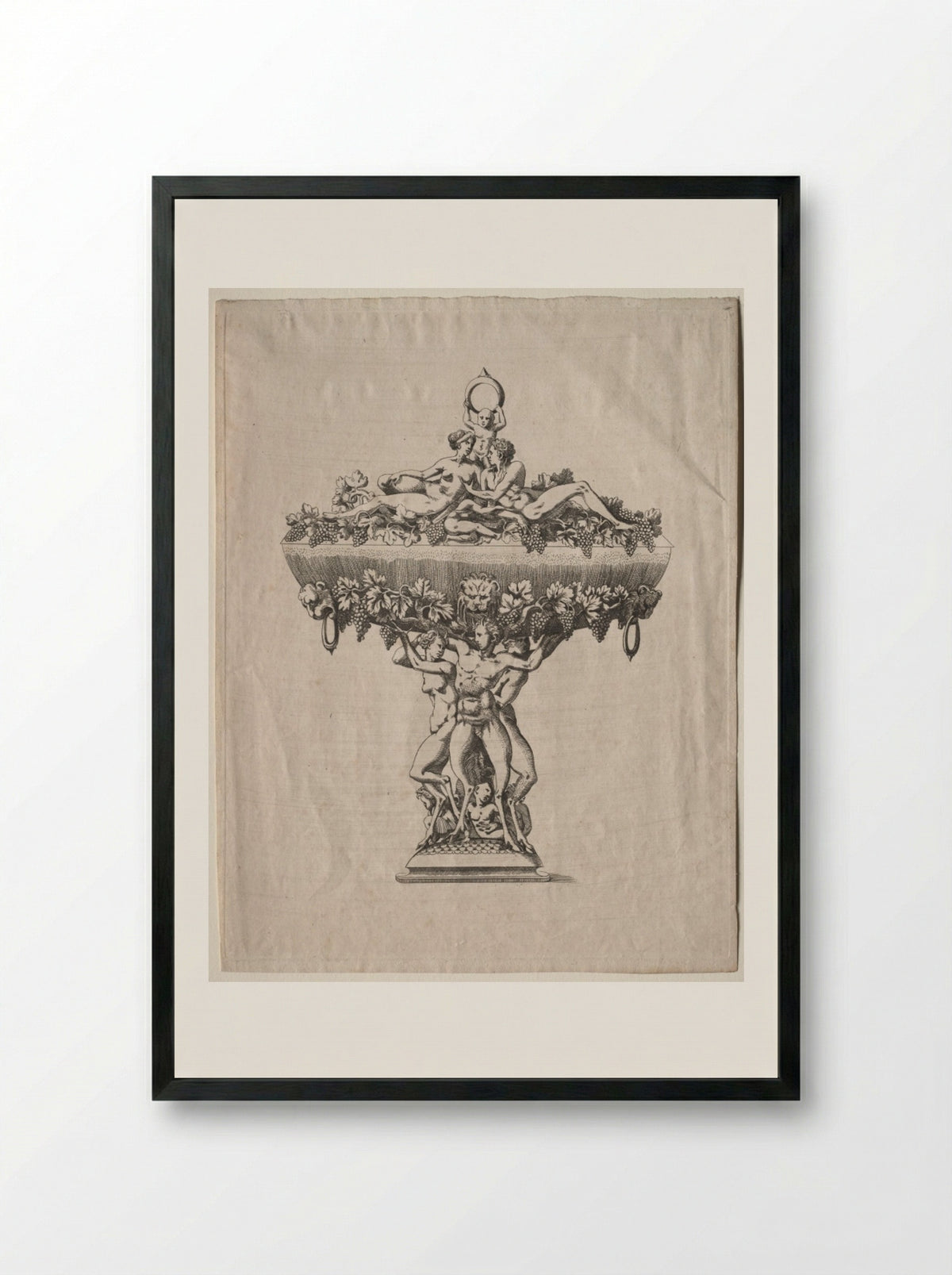 Covered Cup with Grape Festoon - Antonio Fantuzzi - Framed Print Black