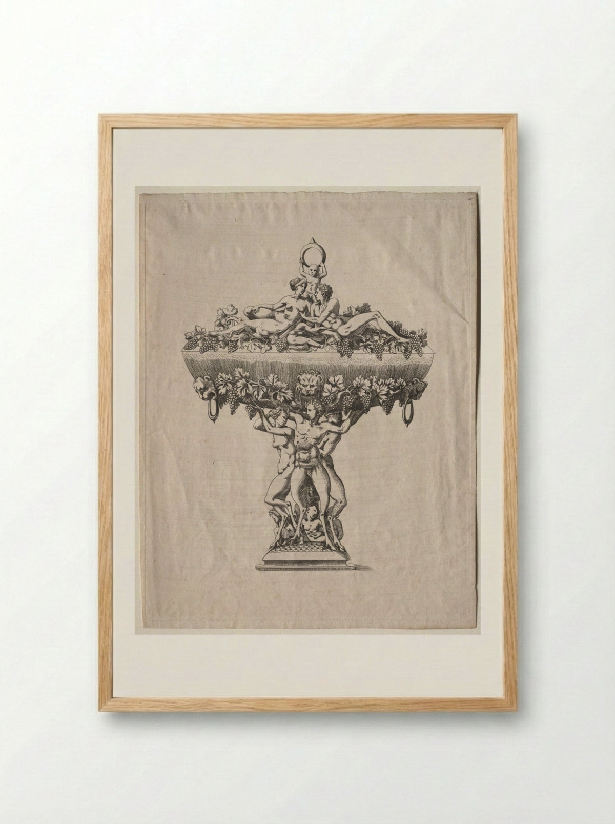 Covered Cup with Grape Festoon - Antonio Fantuzzi - Framed Print Wood