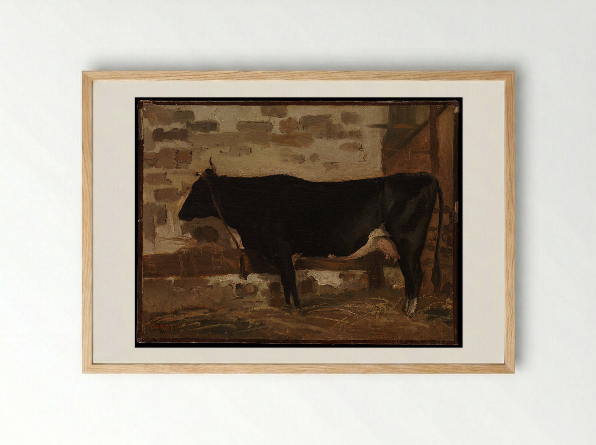 Cow in a Barn - Camille Corot - Framed Print Wood