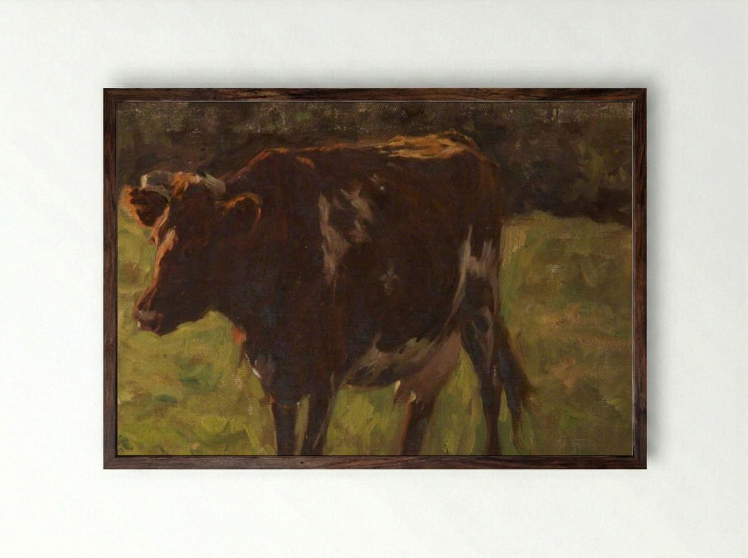 Cow - James Charles - Framed Print Dark Wood