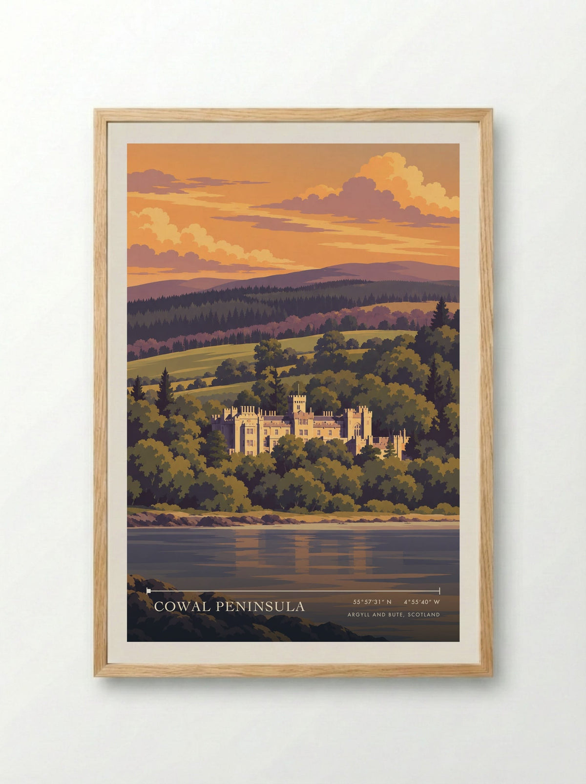 Cowal Peninsula, Argyll and Bute, Scotland | Travel Poster - Framed Print Wood