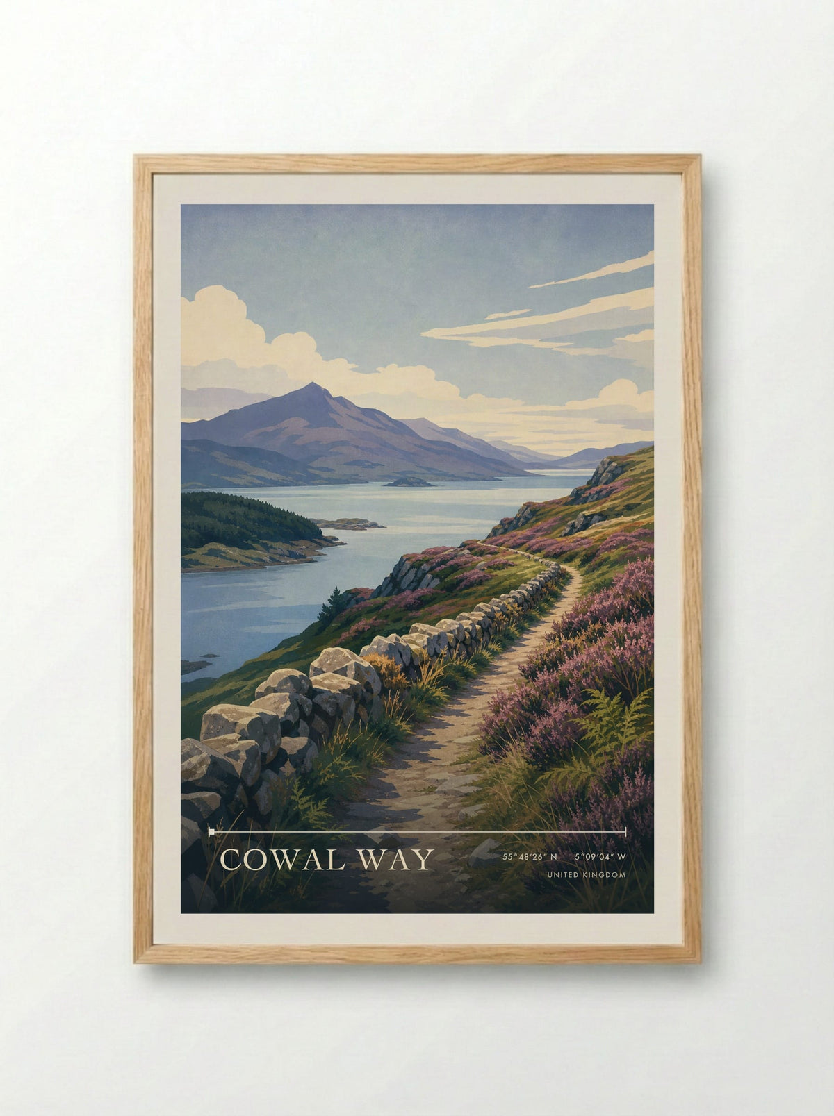 Cowal Way United Kingdom Travel Poster - Framed Print Wood