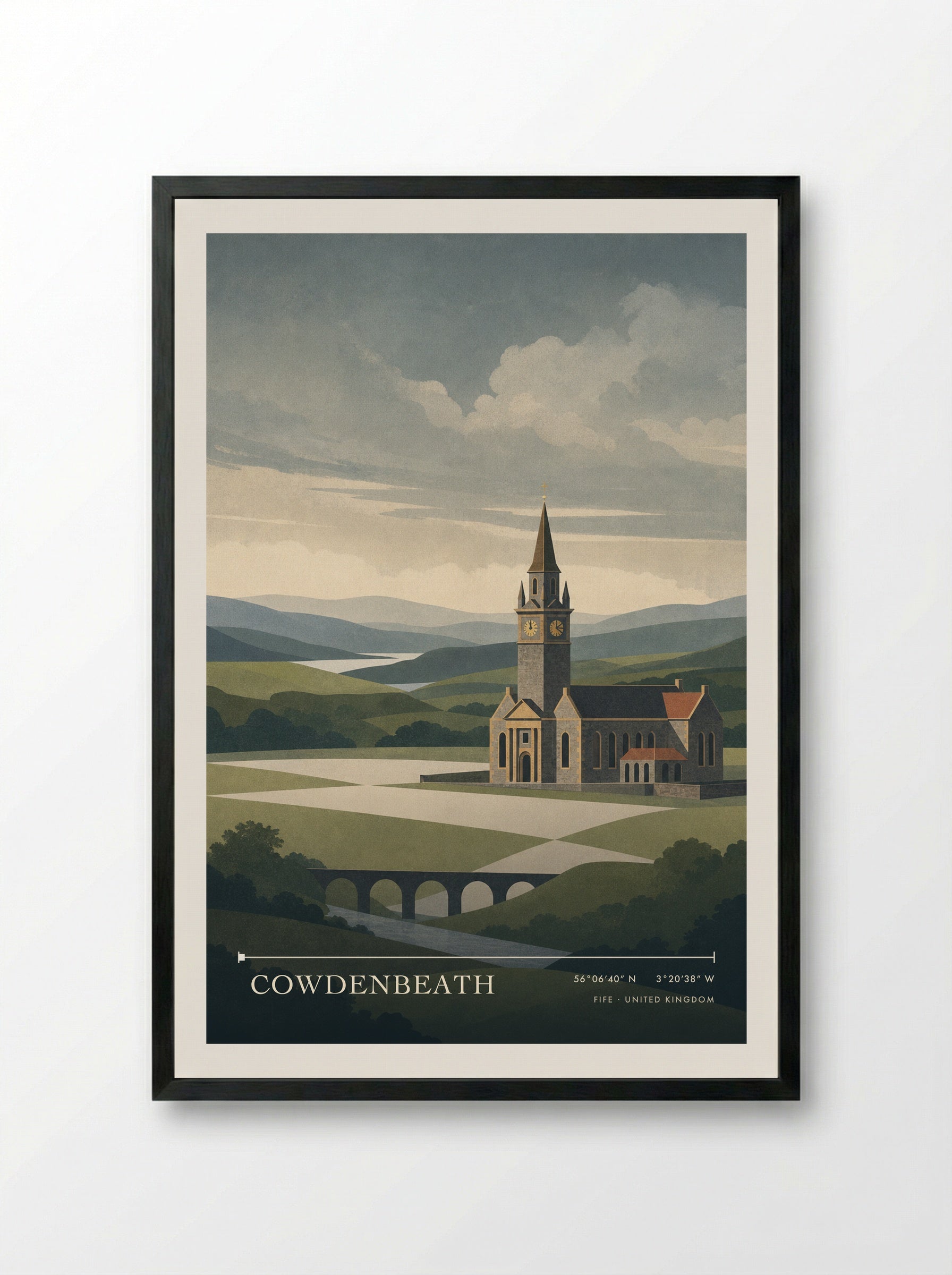 Cowdenbeath Fife United Kingdom Travel Poster - Framed Print Black