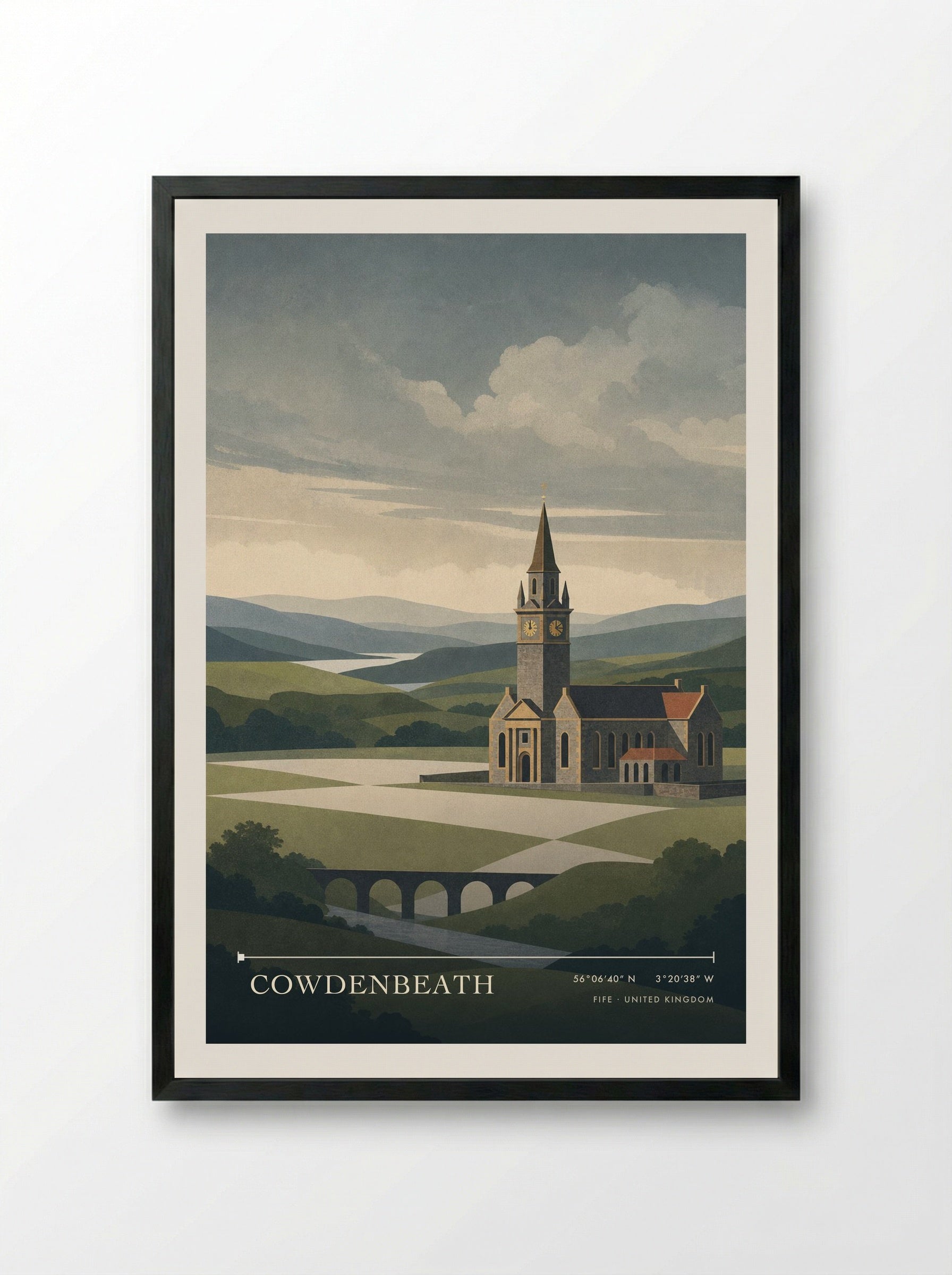 Cowdenbeath Fife United Kingdom Travel Poster - Framed Print Black