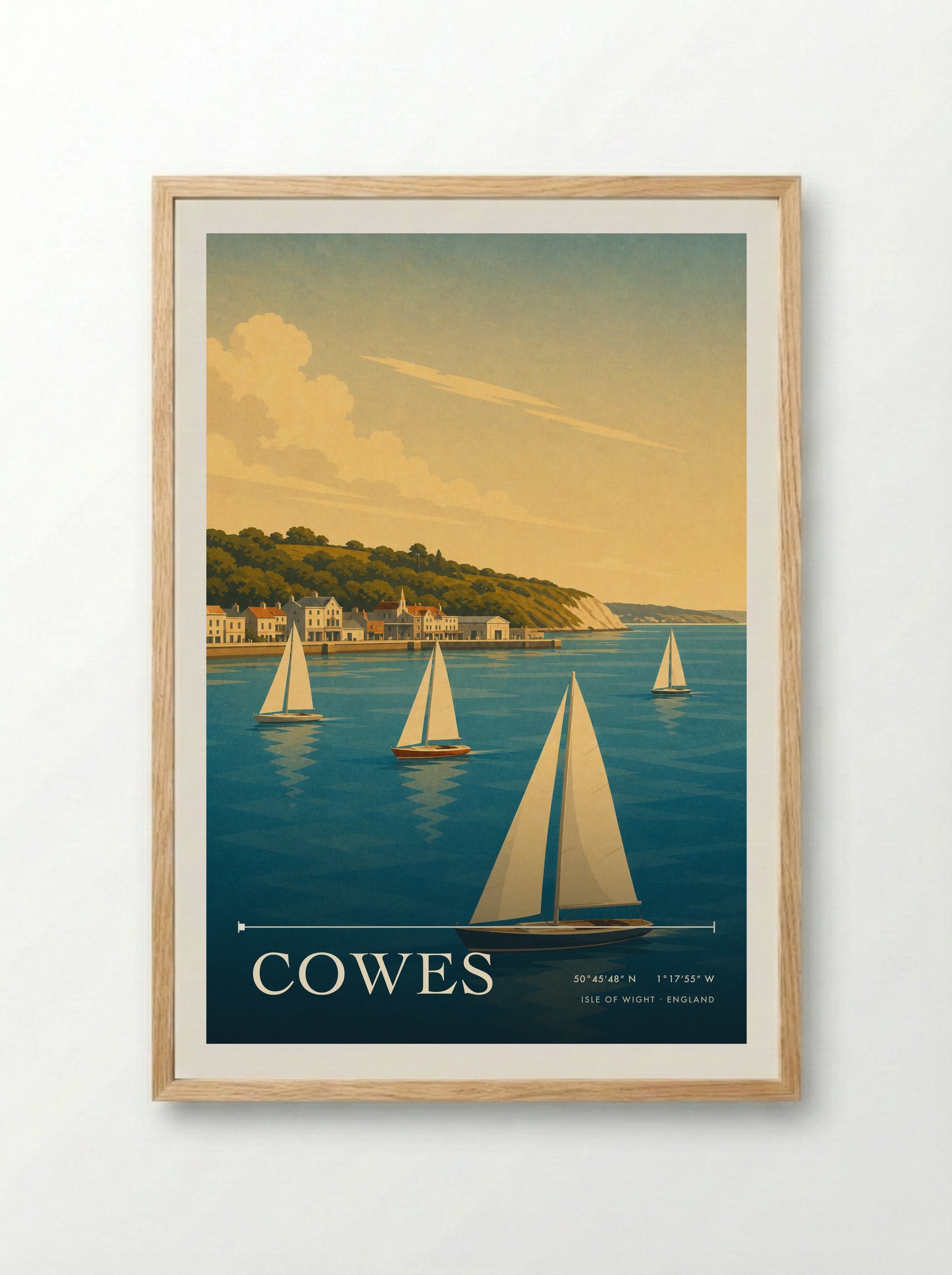 Cowes Isle of Wight England Travel Poster - Framed Print Wood