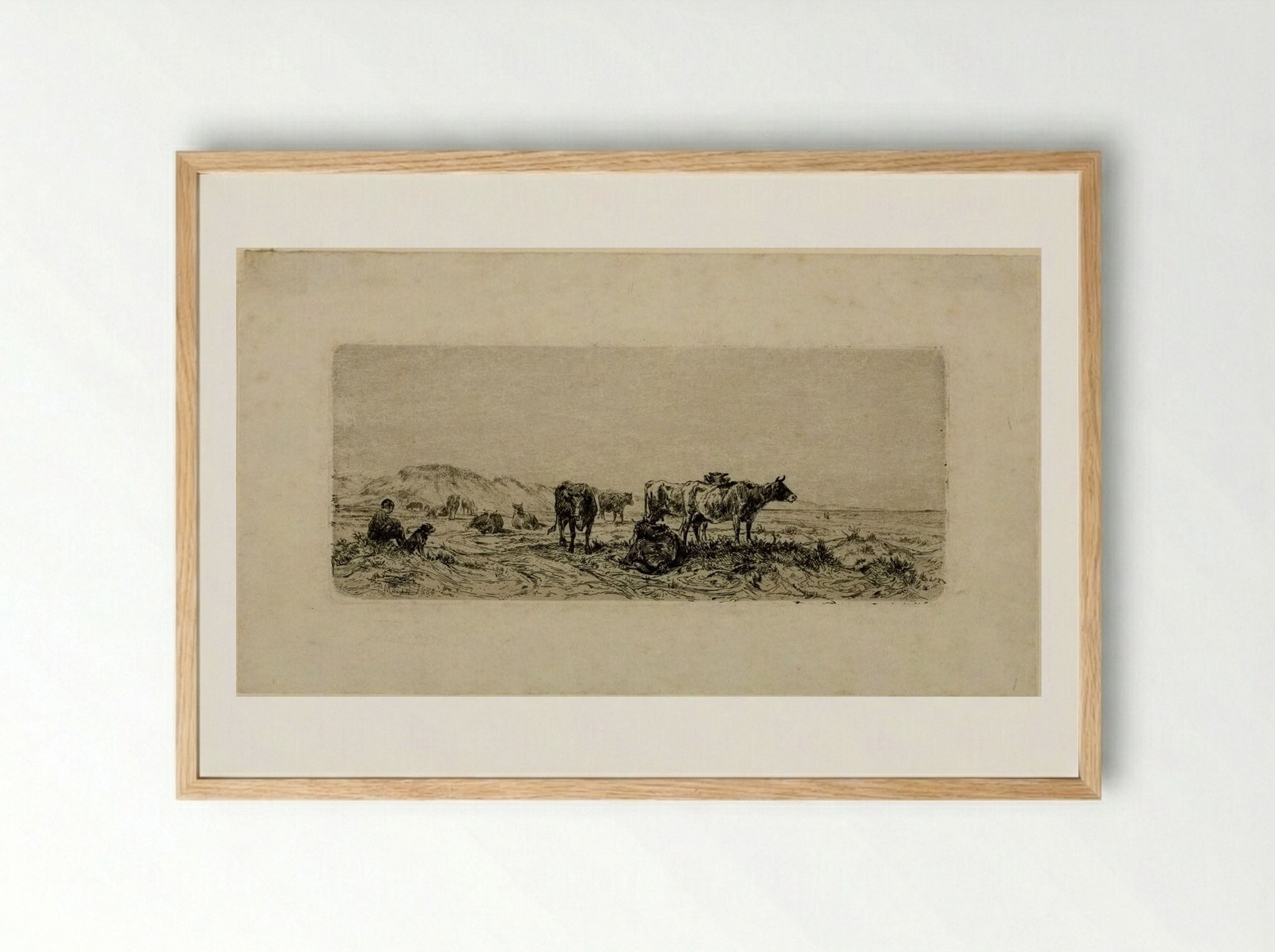 Cowherd - Peter Moran - Framed Print Wood