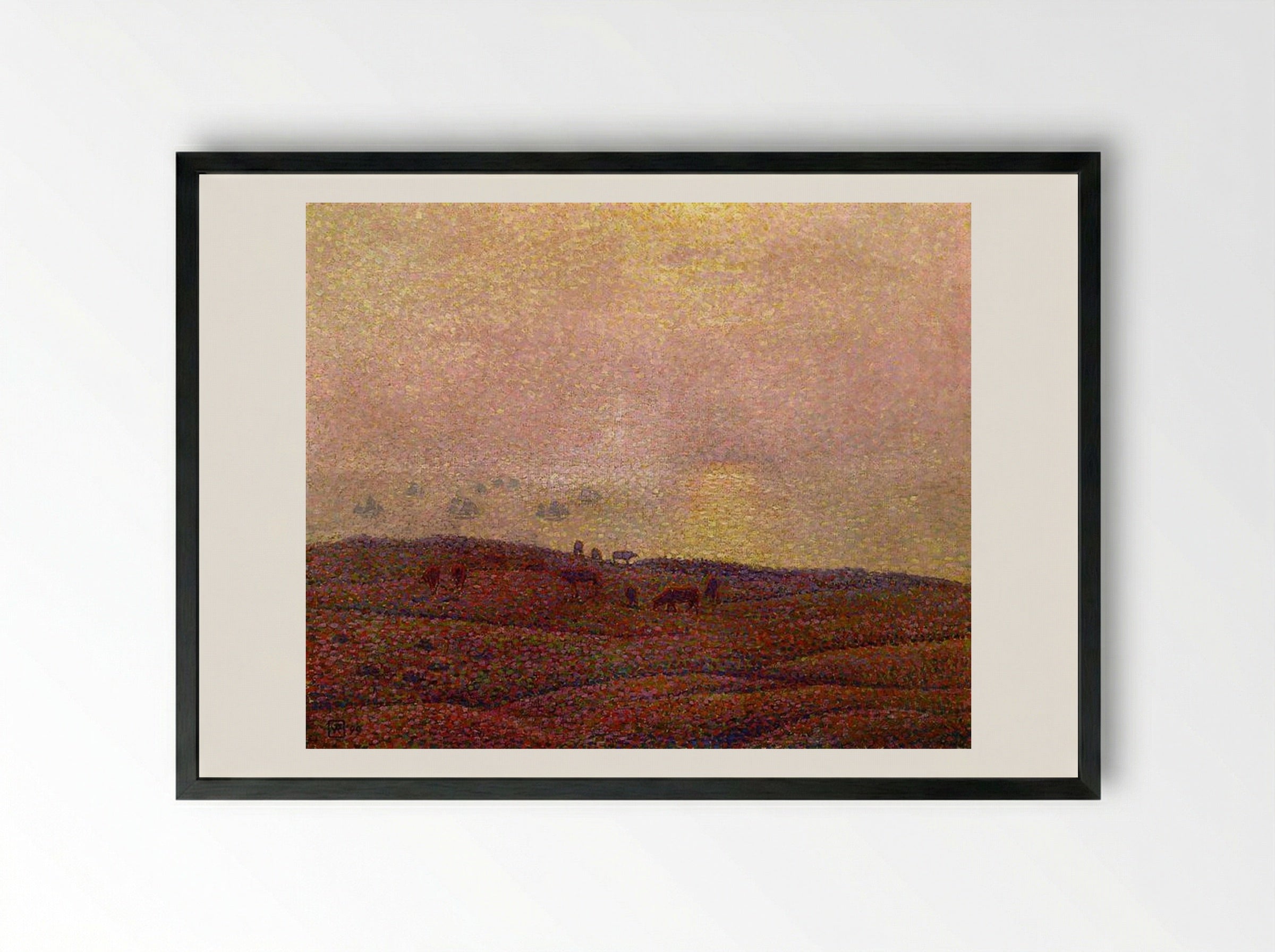 Cows in a Landscape - Théo van Rysselberghe - Framed Print Black