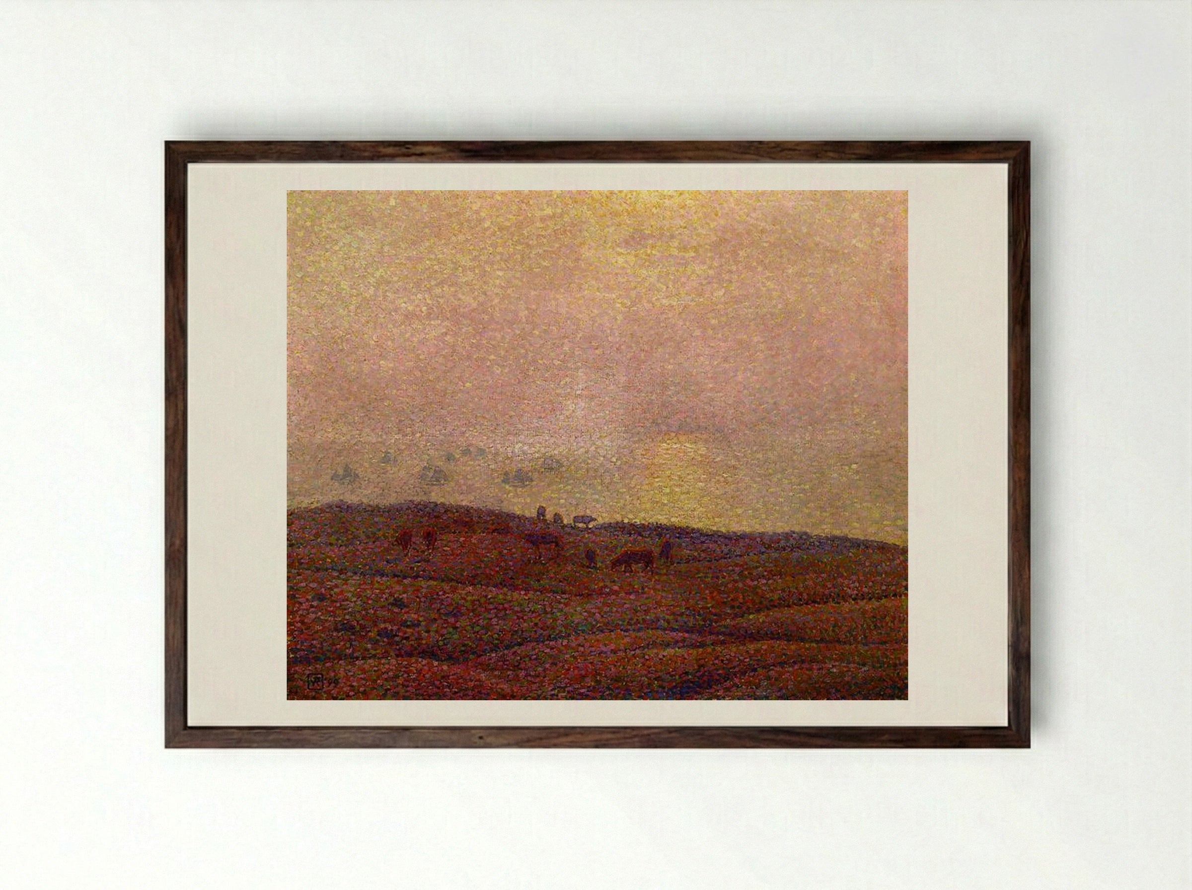 Cows in a Landscape - Théo van Rysselberghe - Framed Print Dark Wood