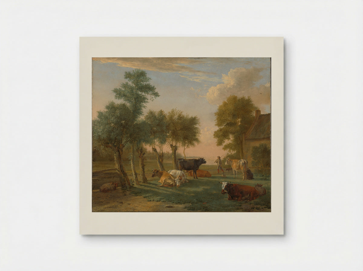 Cows in a Meadow near a Farm - Paulus Potter - Poster