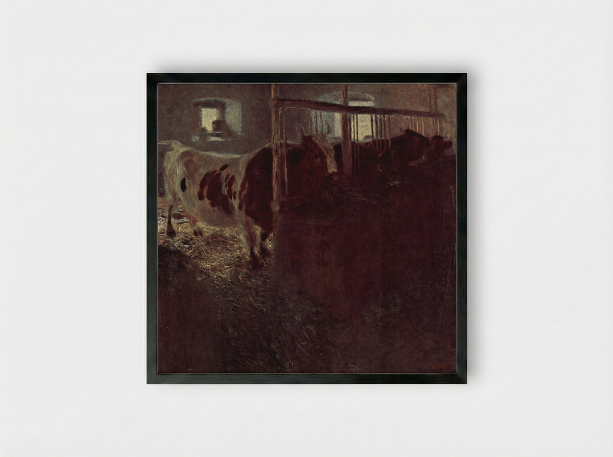 Cows in the Barn - Gustav Klimt - Framed Print Black