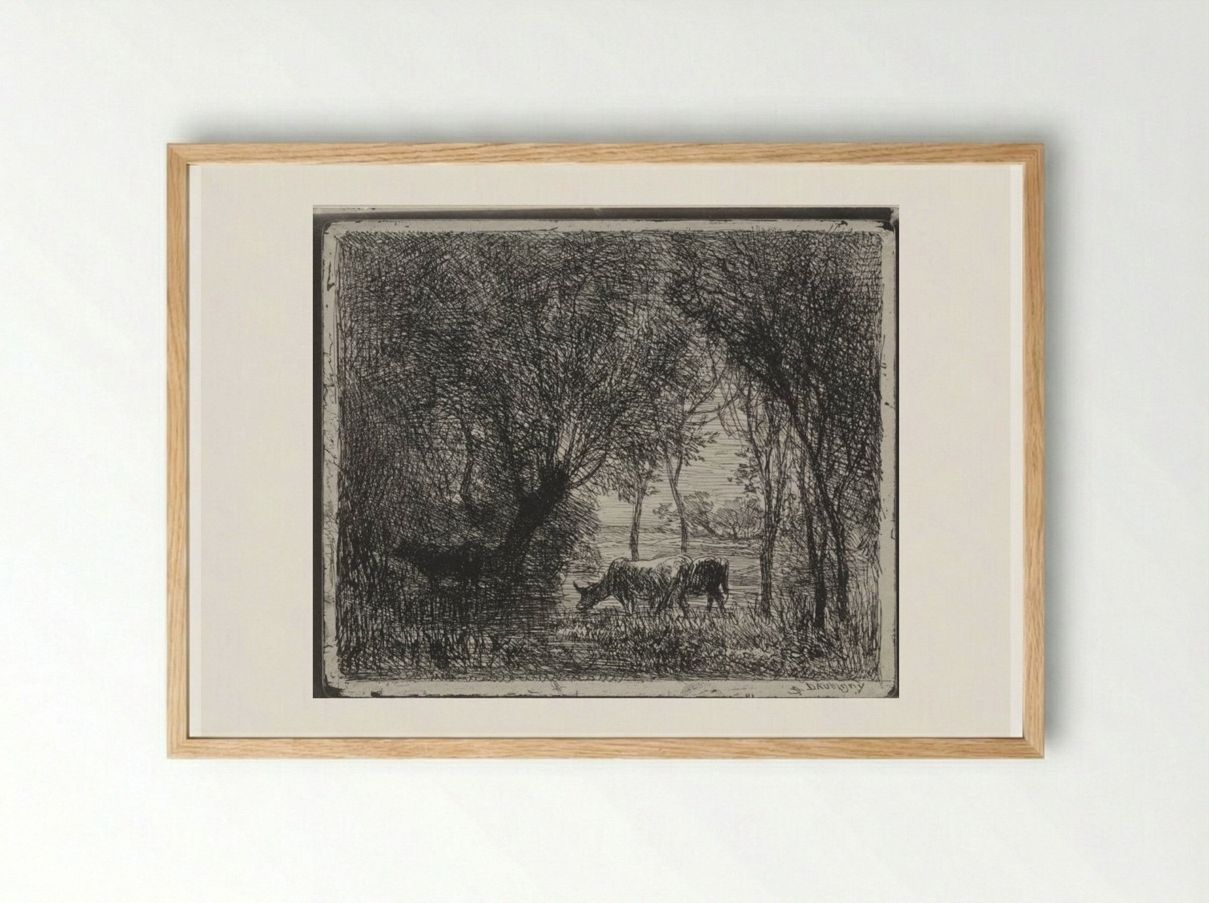 Cows in the Woods - Charles François Daubigny - Framed Print Wood