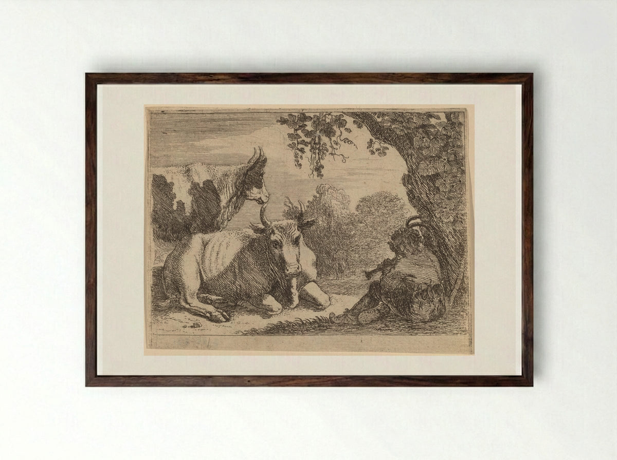Cows - Herman van Swanevelt - Framed Print Dark Wood