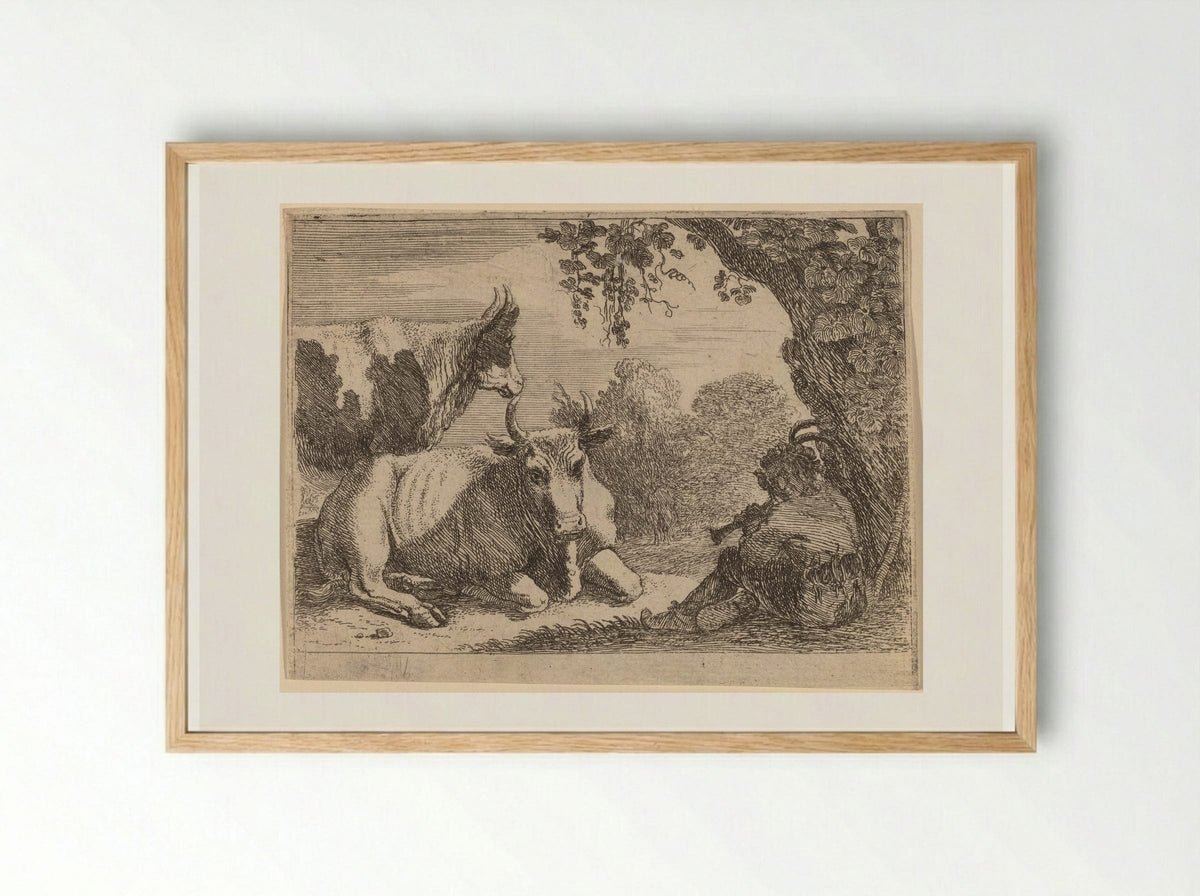 Cows - Herman van Swanevelt - Framed Print Wood