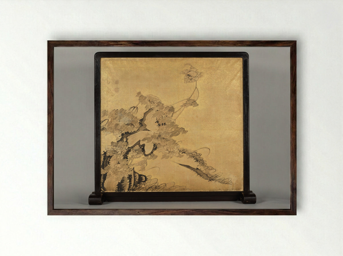 Crabs and Peonies - Itō Jakuchū - Framed Print Dark Wood