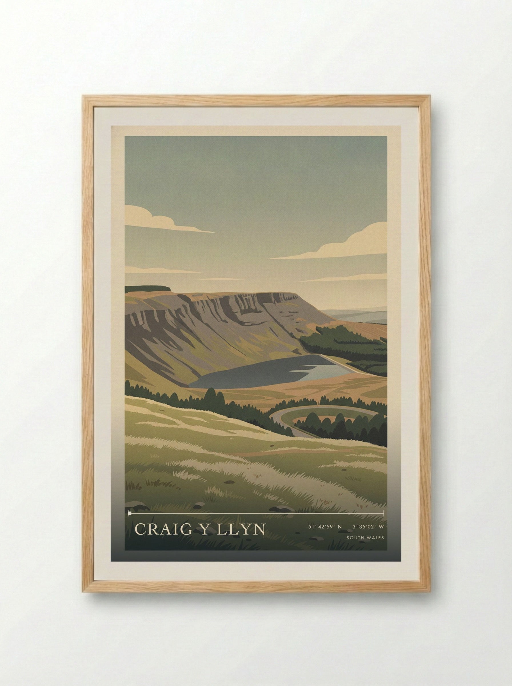 Craig y Llyn South Wales Wales Travel Poster - Framed Print Wood