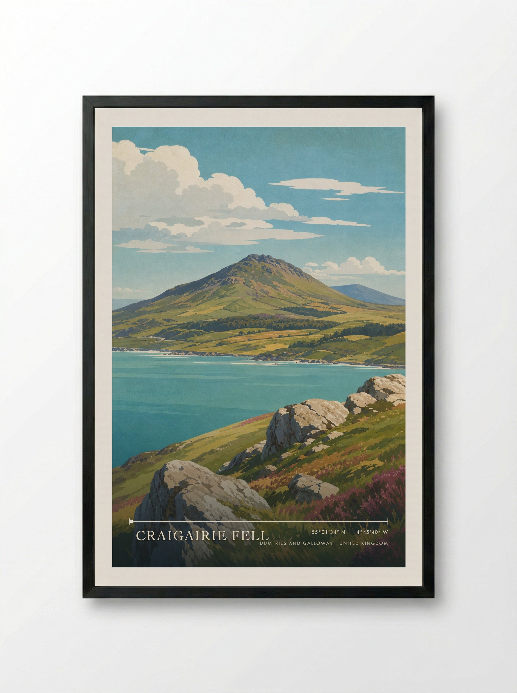 Craigairie Fell Dumfries and Galloway United Kingdom Travel Poster - Framed Print Black