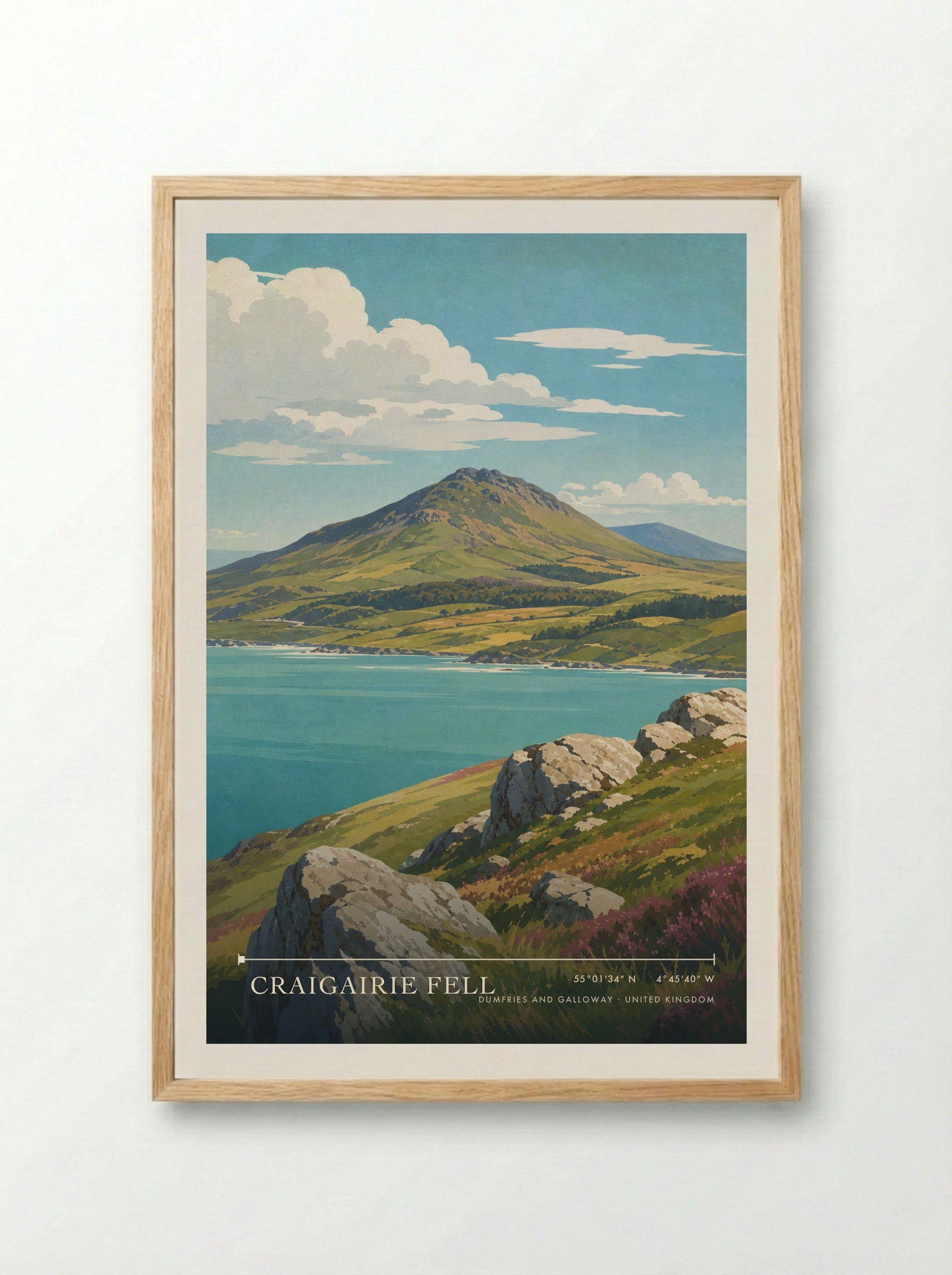 Craigairie Fell Dumfries and Galloway United Kingdom Travel Poster - Framed Print Wood