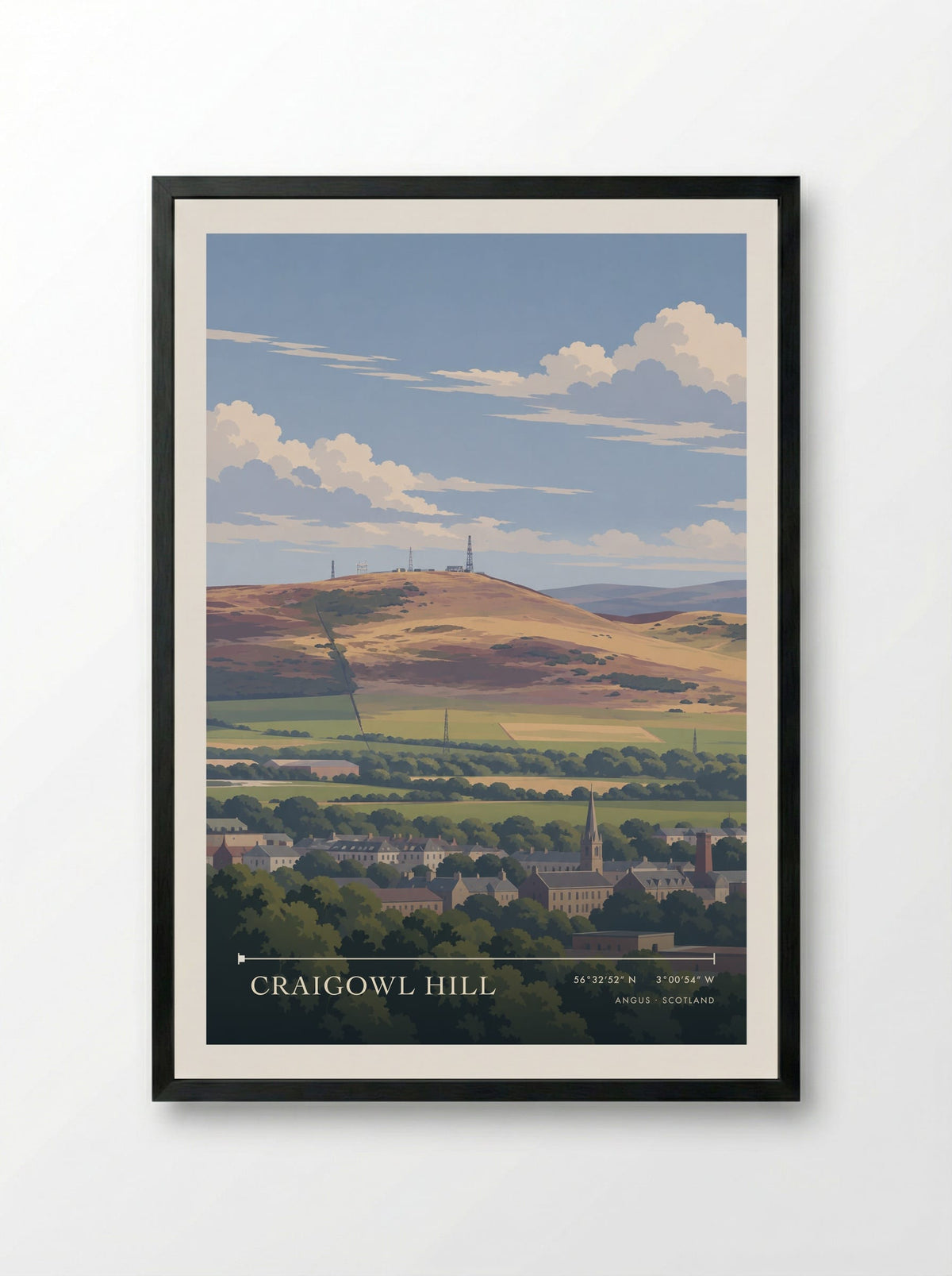 Craigowl Hill, Angus | Travel Poster - Framed Print Black
