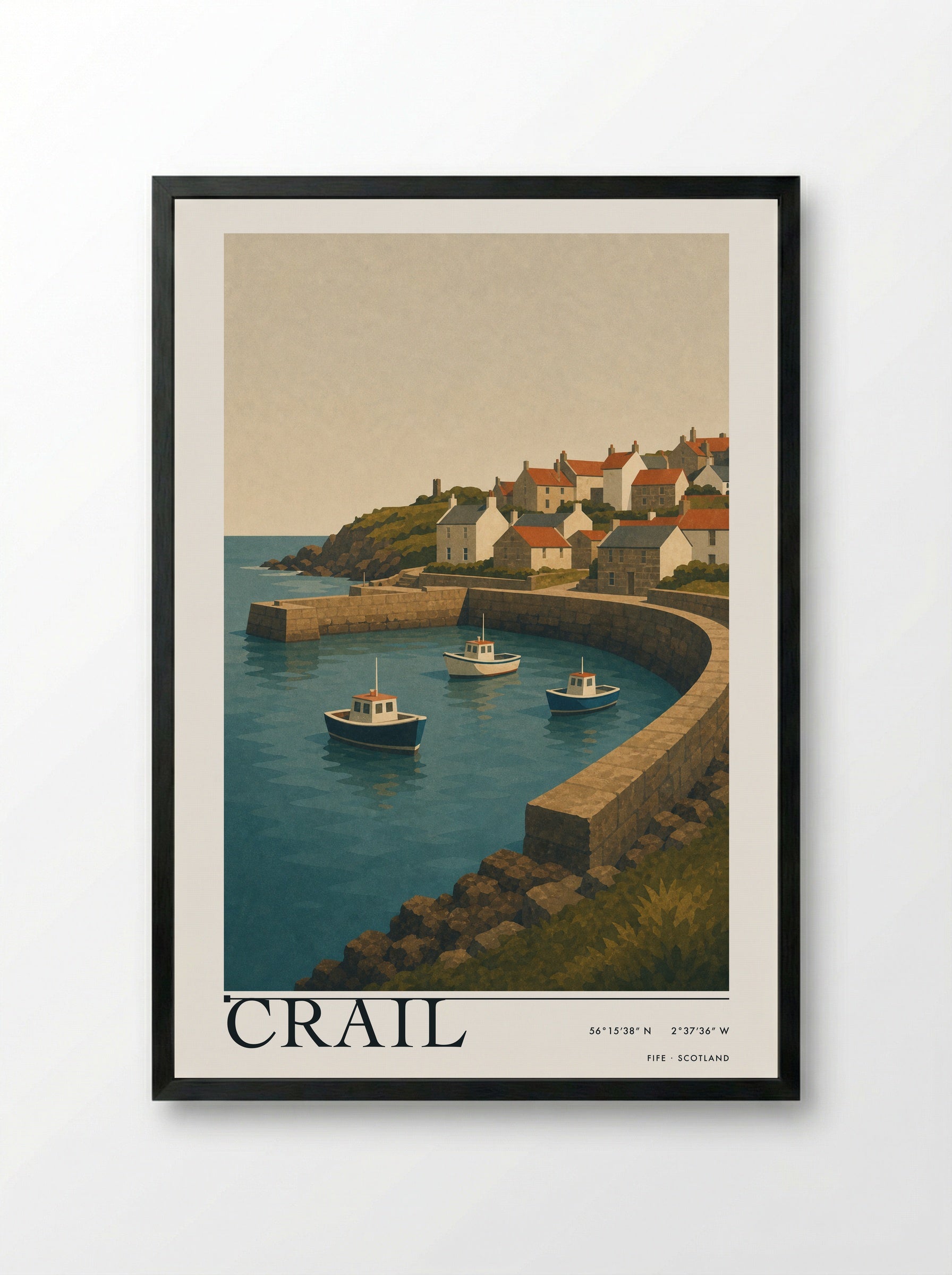 Crail Fife Travel Poster - Framed Print Black