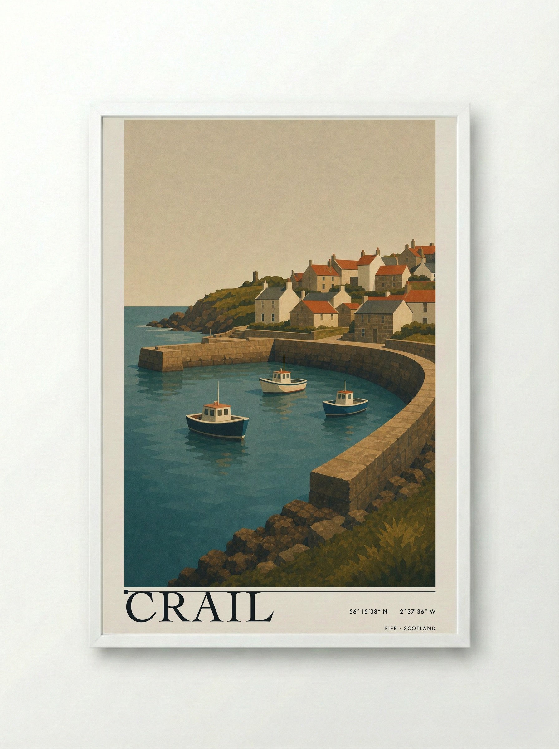 Crail Fife Travel Poster - Framed Print White