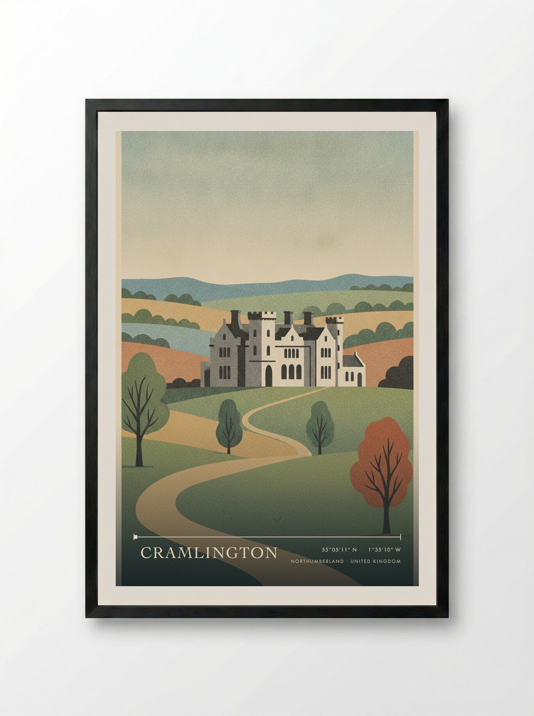 Cramlington Northumberland United Kingdom Travel Poster - Framed Print Black